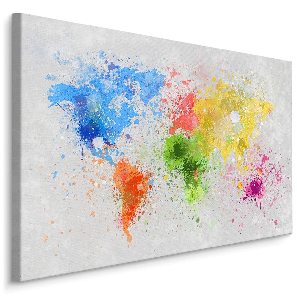 Muralo Leinwandbild Landkarten – Leinwandbild Wandbild Kunstdruck Wohnzimmer, Gebäude (1 St), Weltkarte – Kontinente – Ozeane, 90 x 60 cm, aufhängefertig