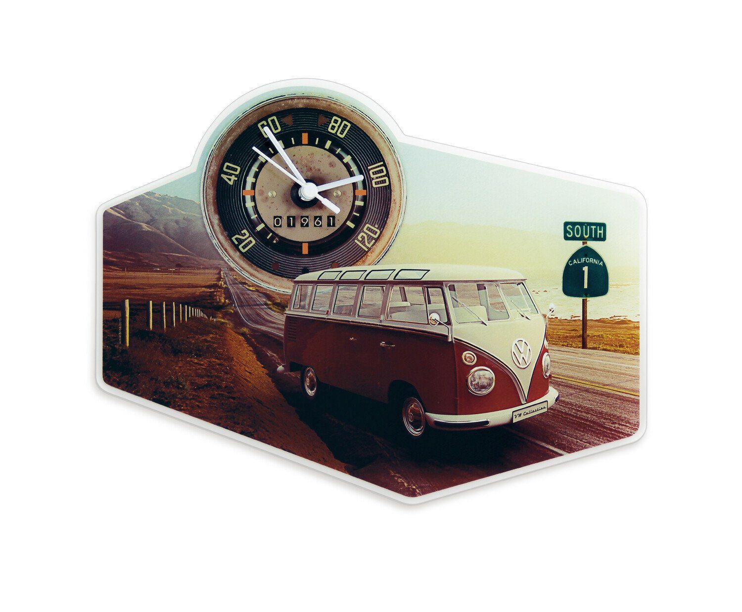 Wanduhr Volkswagen Retro Quarz-Uhr aus Acrylglas im T1 Bulli Bus Design