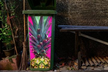 MuchoWow Wandsticker Ananas - Obst - Rosa (1 St), Mülleimer-aufkleber, Mülltonne, Sticker, Container, Abfalbehälter