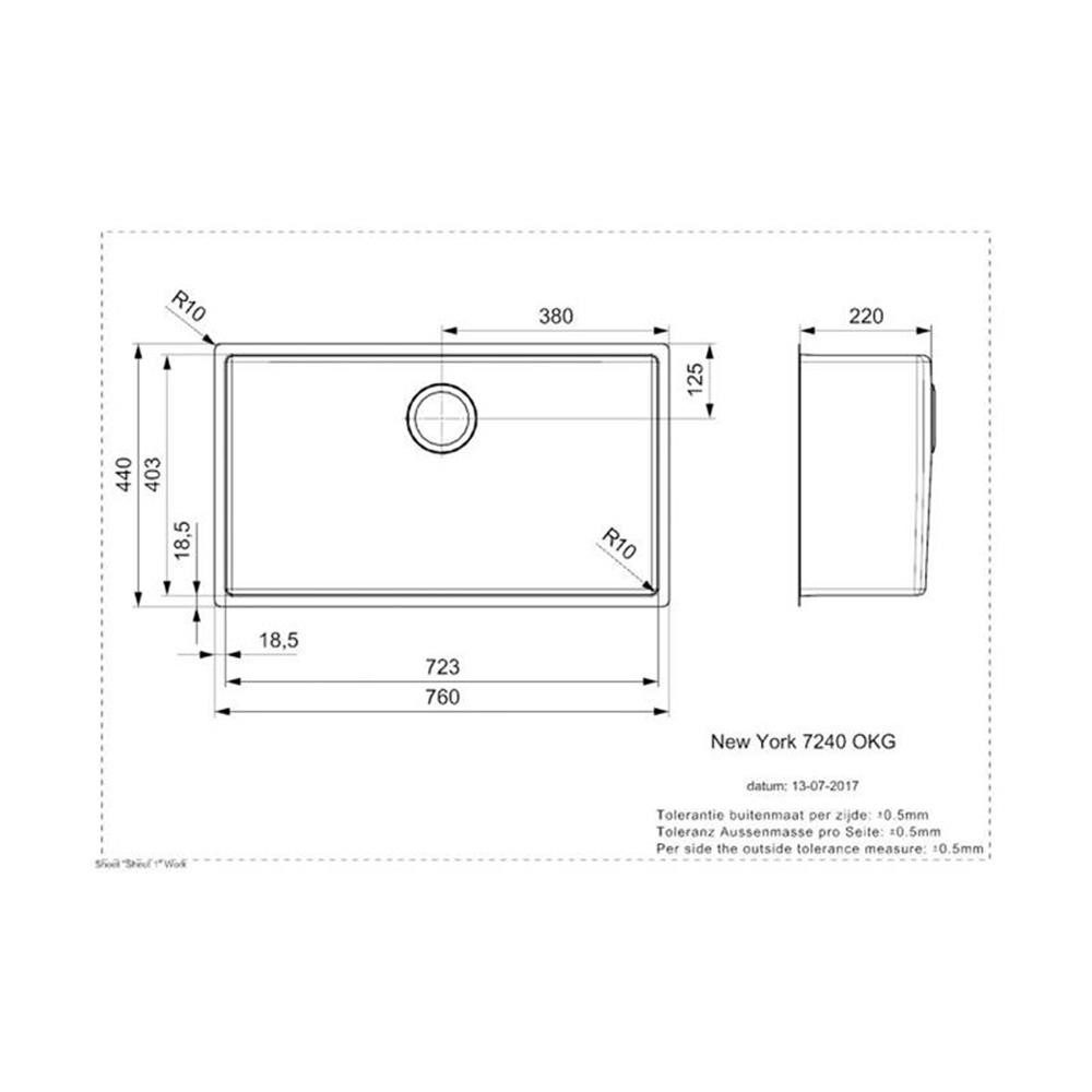 REGINOX Edelstahlspüle Clean & Care New York 72x40 KG-CC, 76/44 cm