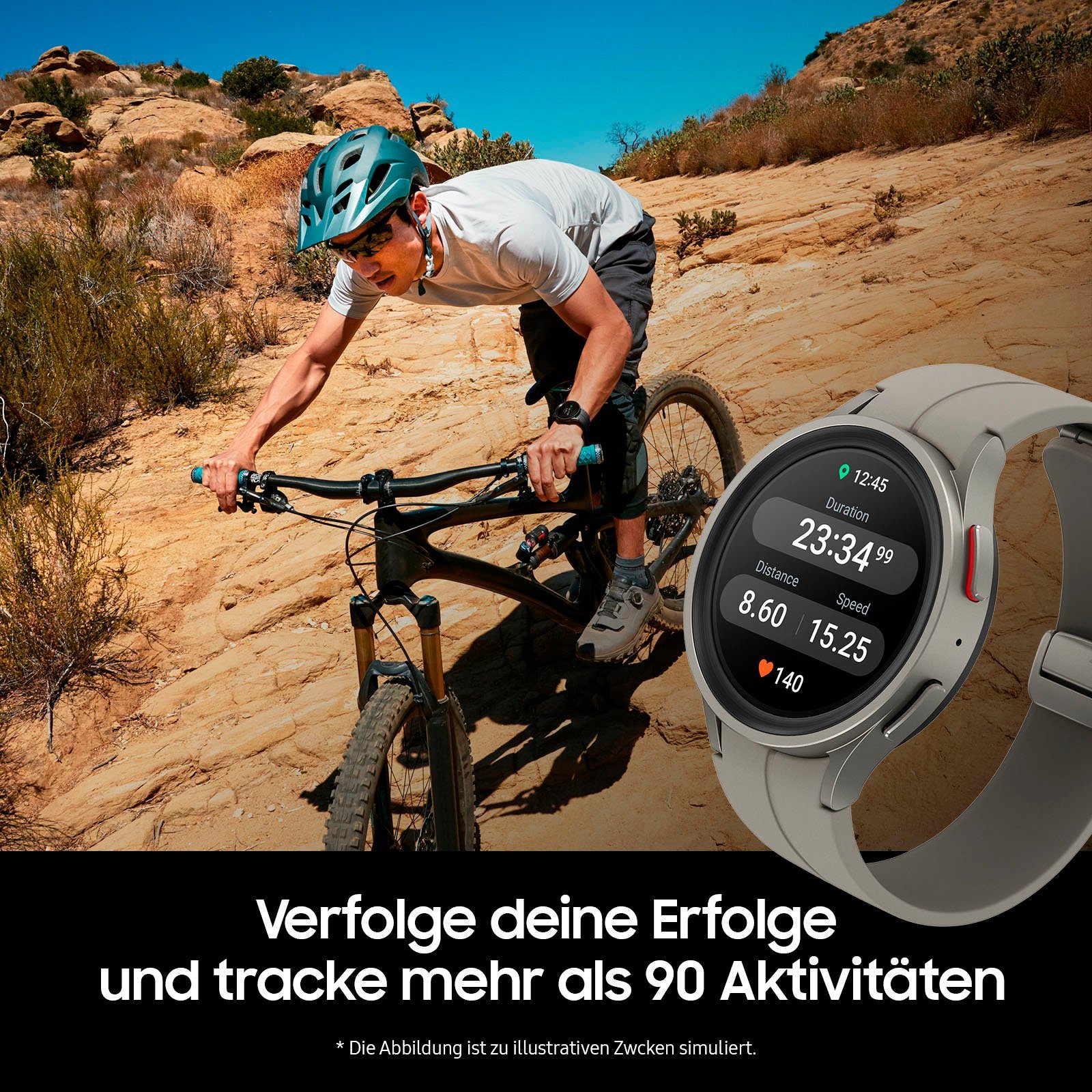 Samsung Fitness titanfarben Galaxy Titanium | Zoll, cm/1,4 by OS 45mm 5 Tracker, Pro Watch Uhr, Smartwatch Samsung), LTE Wear Gesundheitsfunktionen (3,46 Fitness