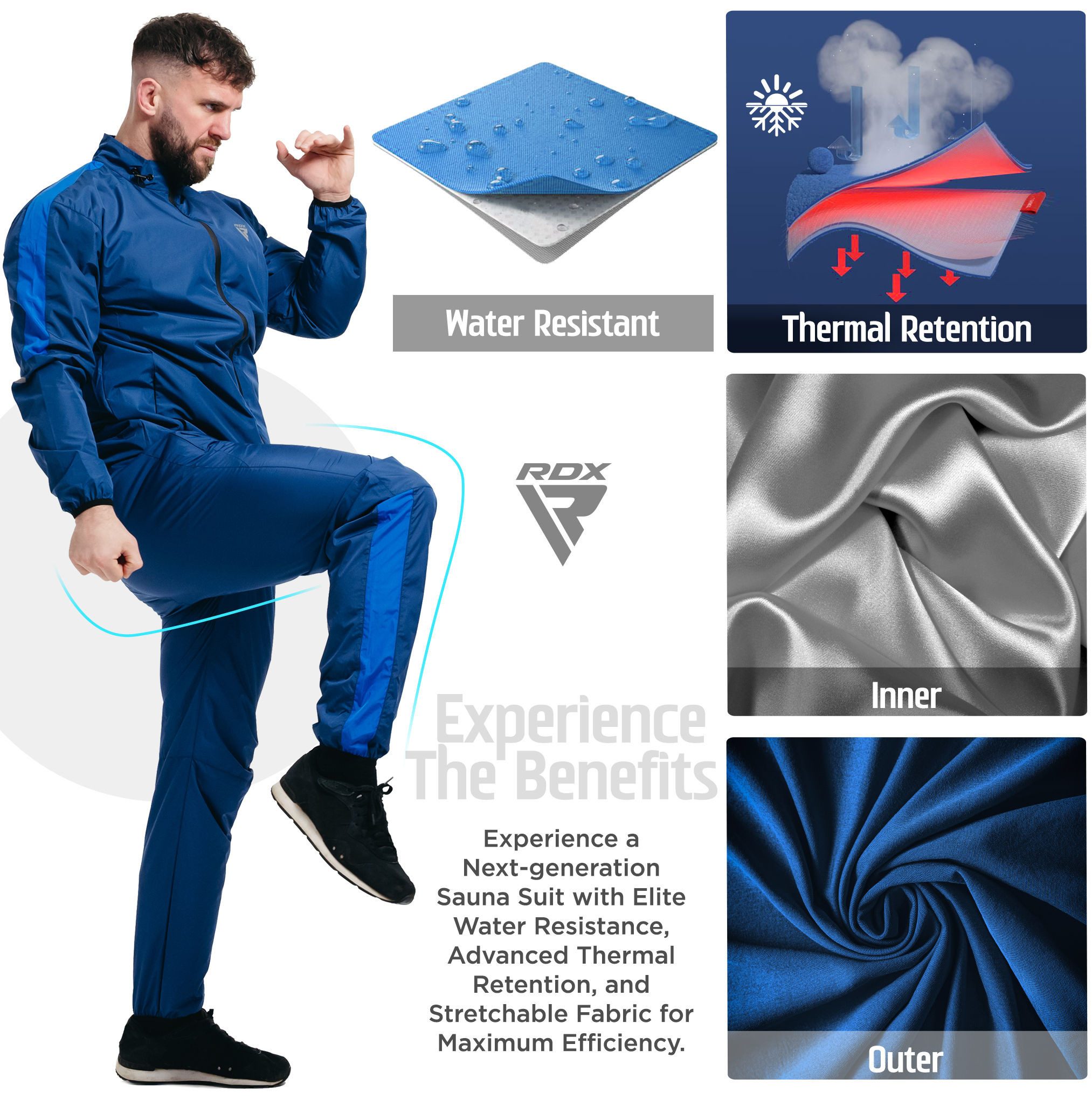 RDX Thermohemd RDX Sweat Suit for Weight Loss,Sauna suit Thermal Fitness Men Women