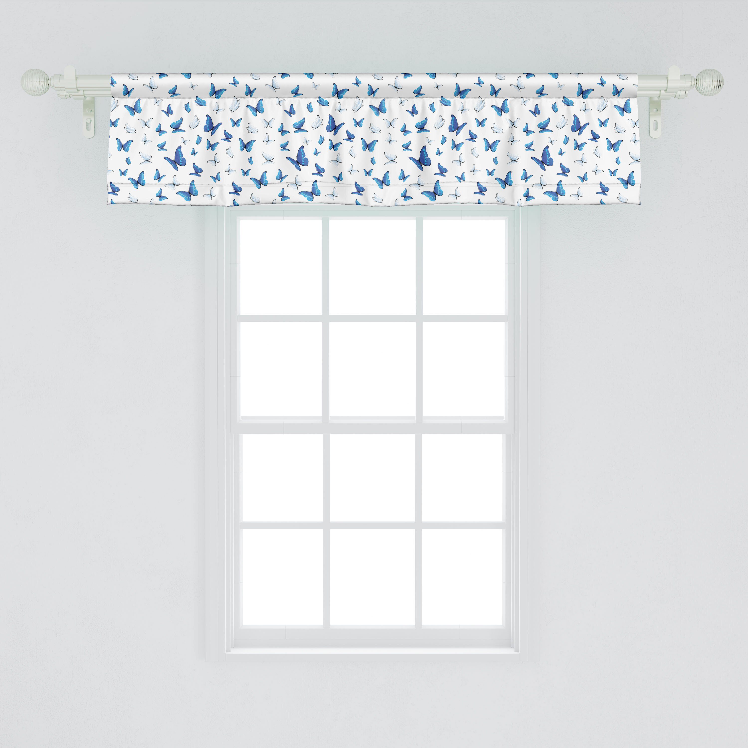 Scheibengardine Vorhang Volant für Küche Dekor mit Schmetterling Microfaser, Wildnis Regenwald Stangentasche, Abakuhaus, Schlafzimmer