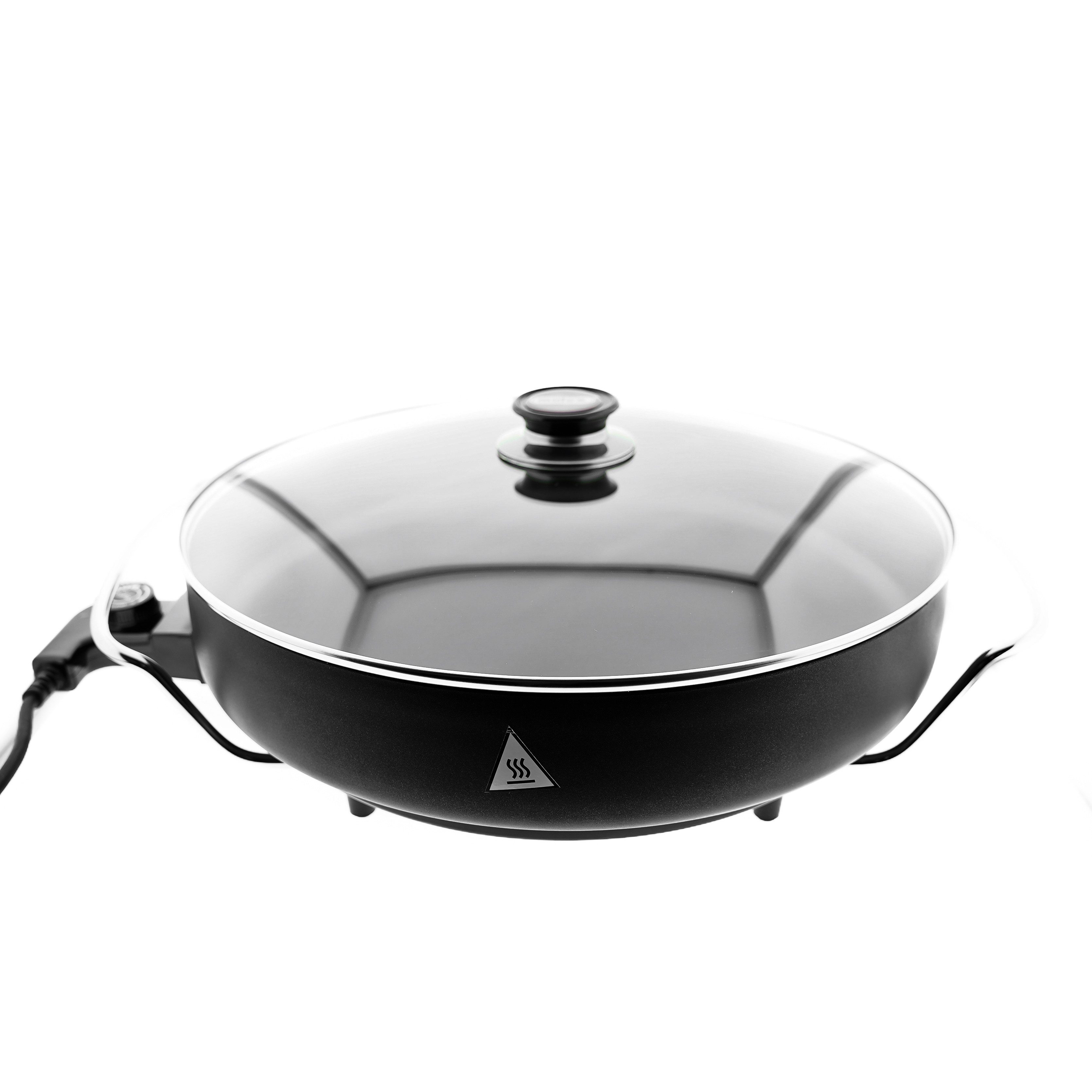 Mulex Elektrische Pizzapfanne Pizza Pan Pfanne 1500W Multifunktionspfanne Grillpfanne Antihaft