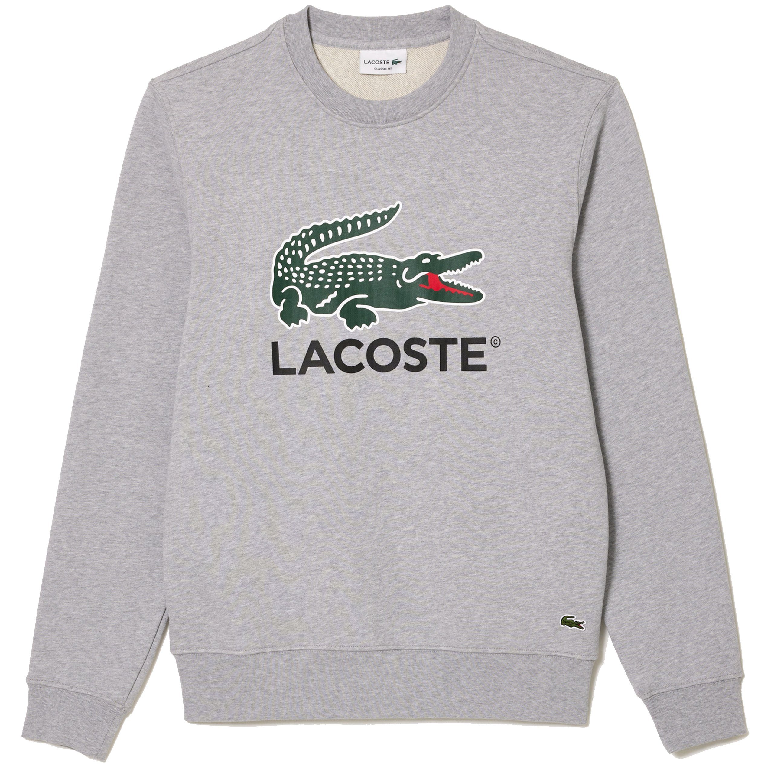 Herren silver shine Pullover Sweatshirt Lacoste aus Lacoste Baumwollfleece Sweatshirt