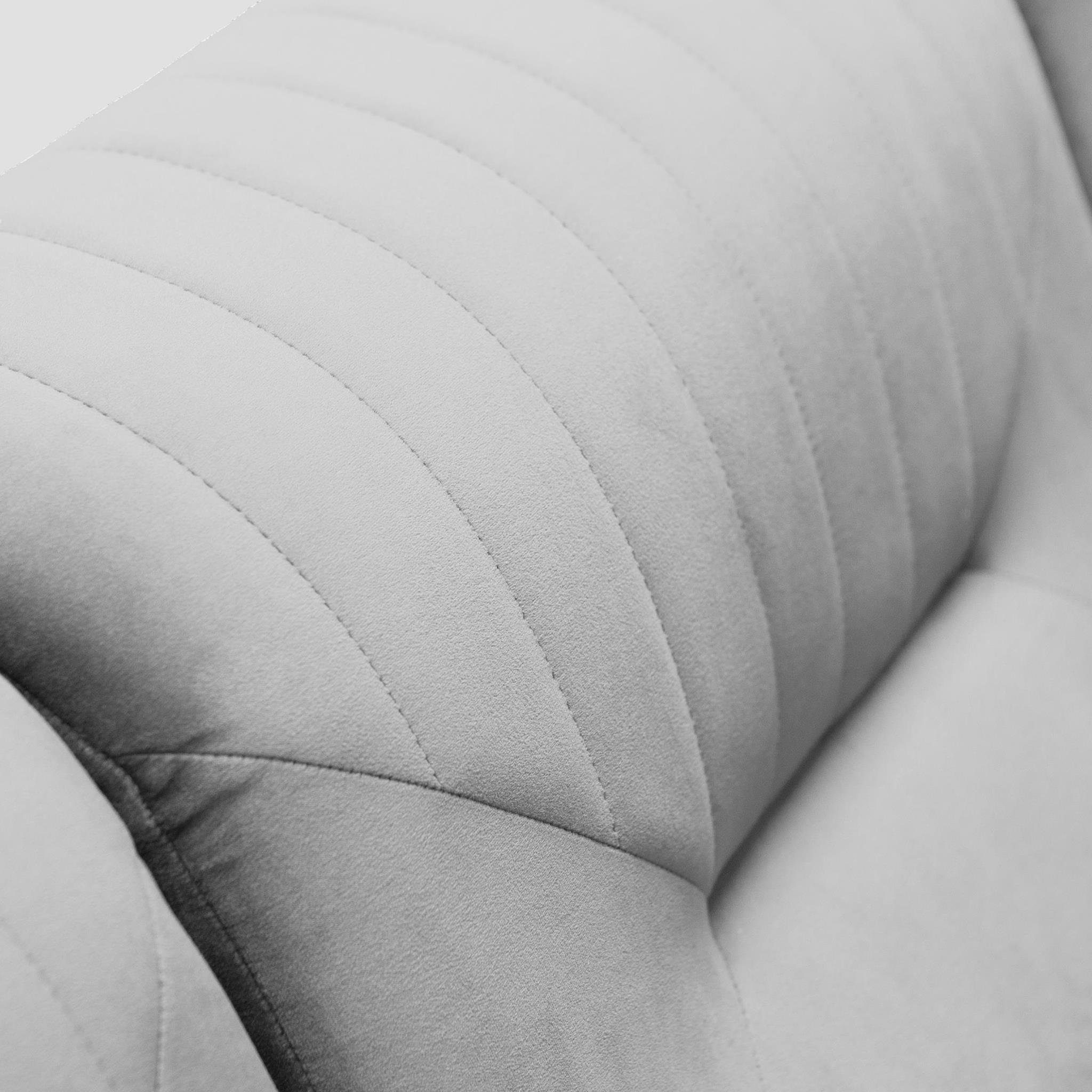 Metallbeine, Polstergarnitur Couchgarnituren mit im (bluvel VENEZIA, (Sessel + Sofa Velours Design), 2-Sitzer Beautysofa 03) + Sofa 3-Sitzer Hellgrau aus modernes