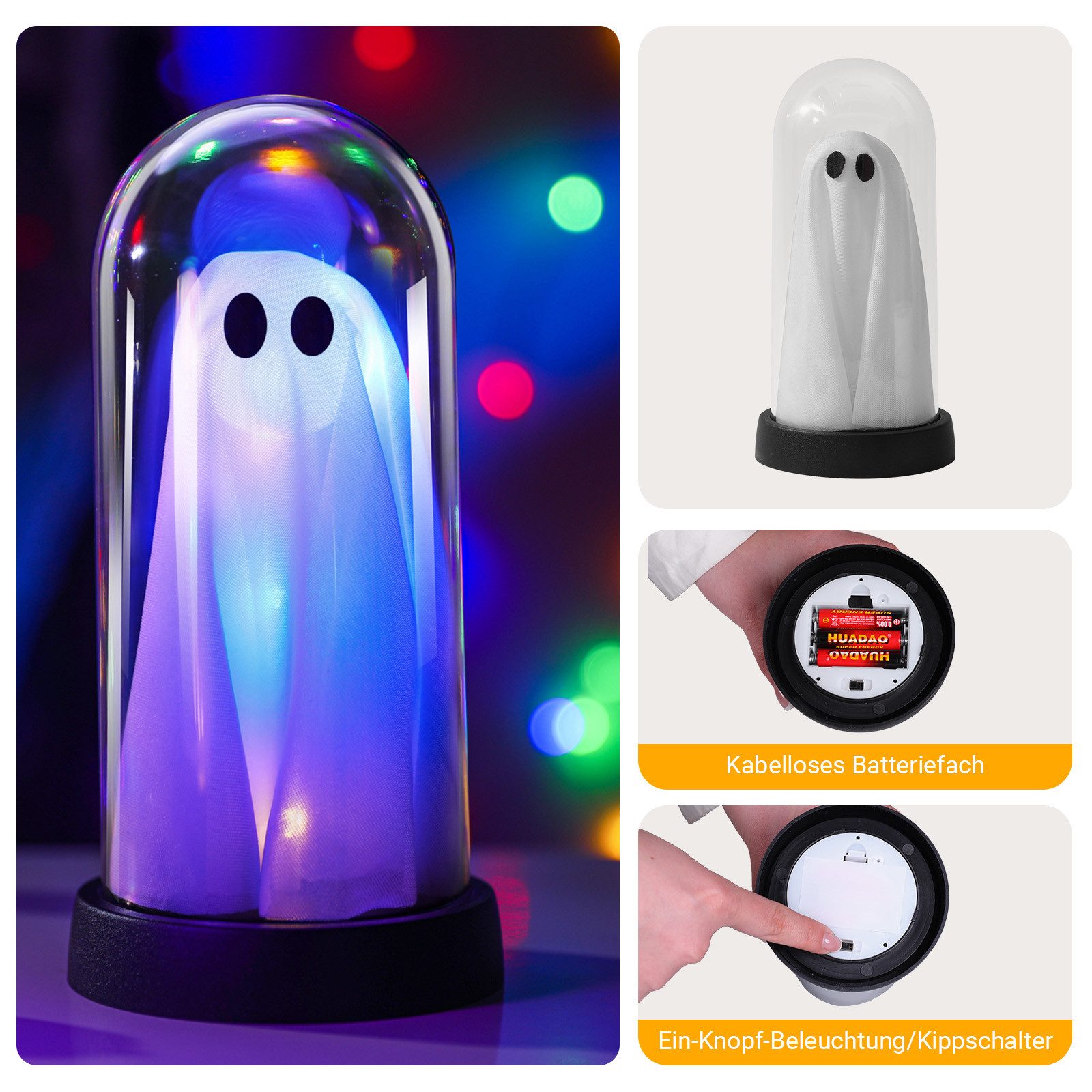MUPOO LED Nachtlicht Halloween LED Geisterdeko, LED Dekofigur Geist in Glas günstig online kaufen