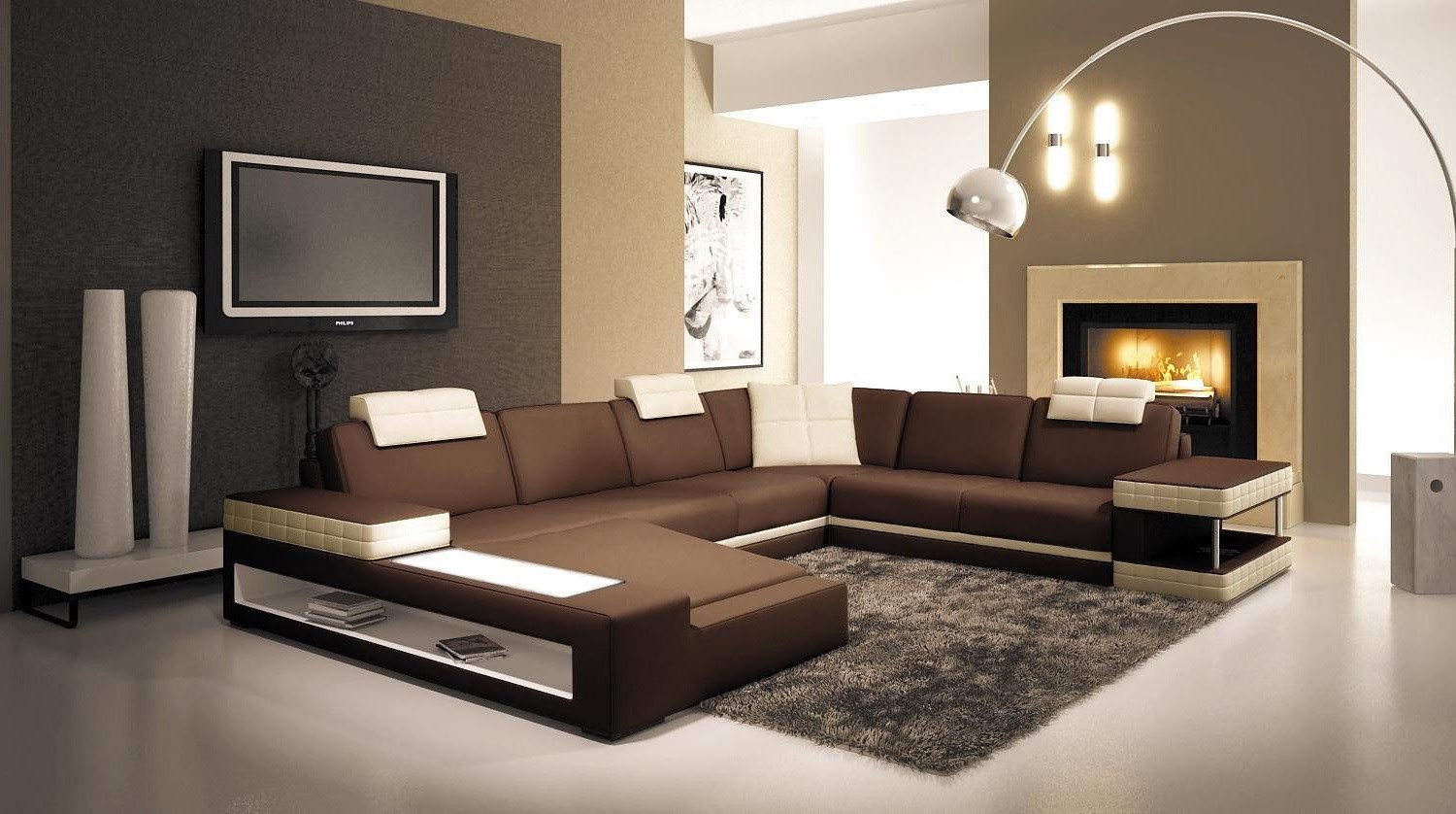 Xlmoebel Wohnlandschaft Großes XXL Ledersofa Couch Sitzpolster U-Form Set Sofas Leder, 1 Teile, Hergestellt in Europa