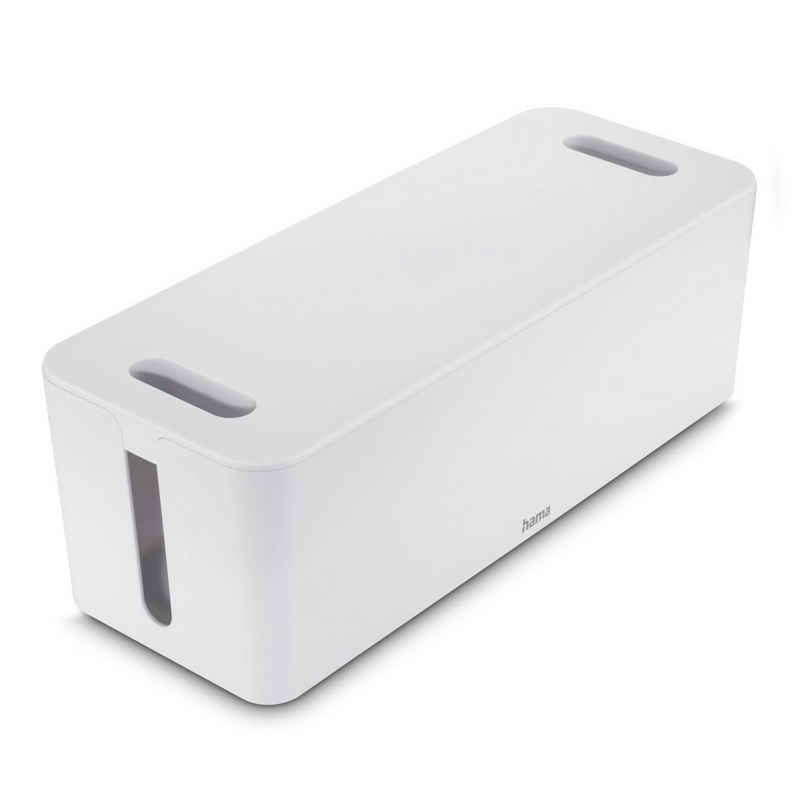 Hama Kabelbox Kabelbox groß mit integrierter Kabelführung, für 6er Steckdosenleiste, (1-tlg), schlichtes Design, universelle Anwendung Schreibtisch, Farbe Weiß