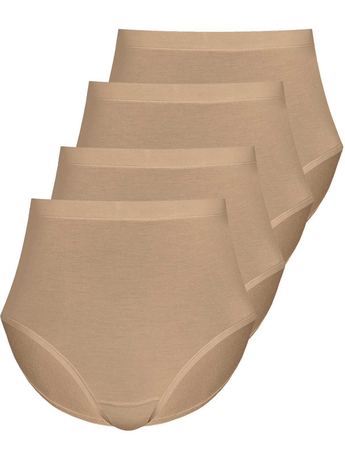 Sassa Taillenslip 4er Sparpack Slip Maxi LOVELY SKIN (Spar-Set, 4-St) Zwickel 4xBeige