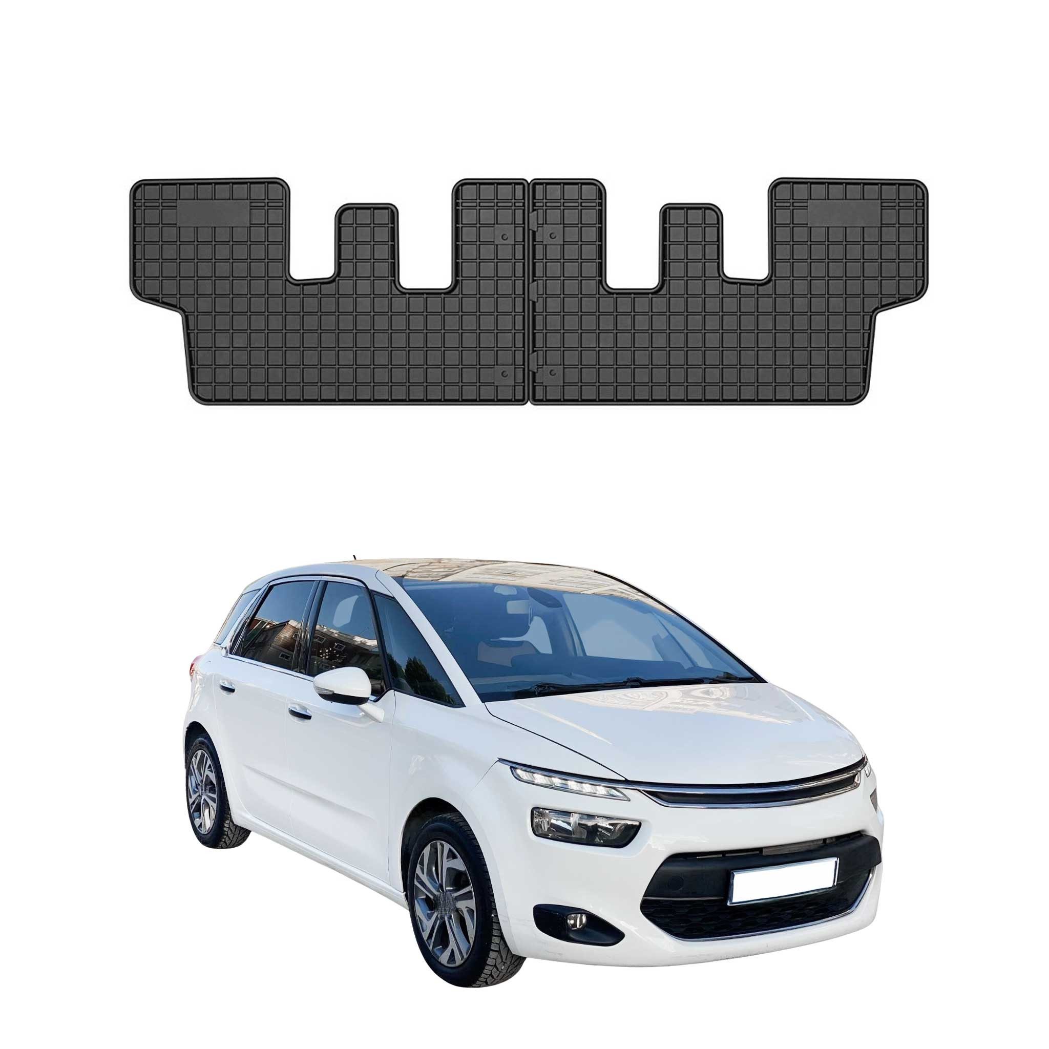 OMAC Auto-Fußmatten für Citroen C4 Picasso 2013-2019 3. Reihe Schwarz (2 St), für Citroen C4 Picasso 2013-2019 3. Reihe Citroen C4 Picasso 2013-2019 3. Reihe, Antirutsch,Wasserfest,Einfache Installation