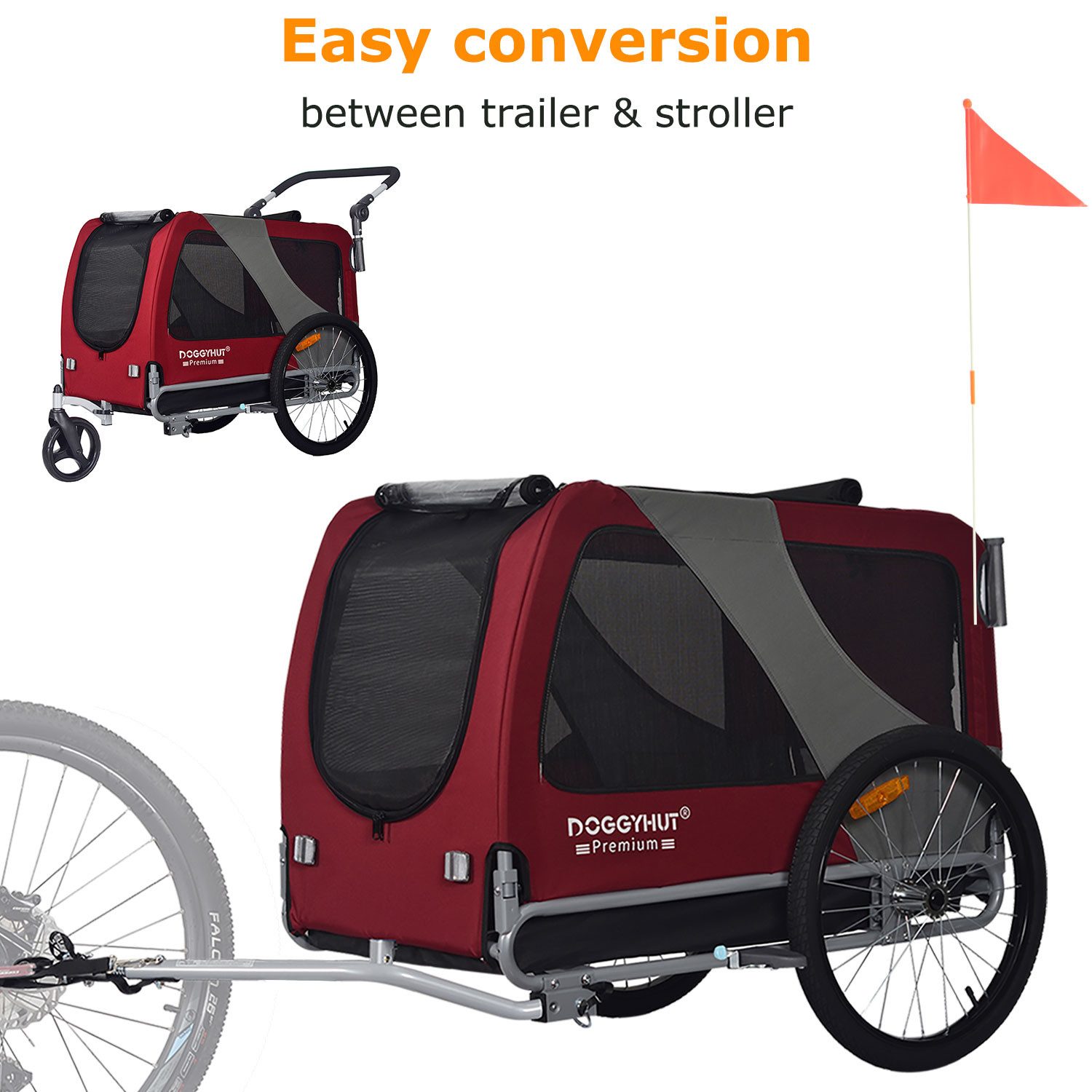 TIGGO Fahrradhundeanhänger DOGGYHUT® XL Hundefahrradanhänger & Jogger Fahrradanhänger, Geeignet für große Hunde - Maximale Schulterhöhe des Hundes: 60 cm