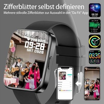 findtime Smartwatch (1,69 Zoll, Android iOS), Telefonieren mit Lautsprecher Fitnessuhr Blutdruck Pulsuhr Sportuhr