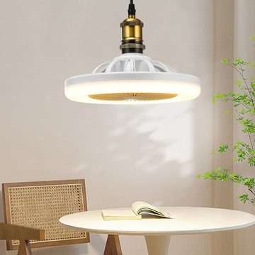 LETGOSPT Deckenleuchte LED Deckenleuchte mit Ventilator, Fernbedienung, 3-stufiger Lüfter 30W, LED fest integriert, Kaltweiß/Naturweiß/Warmweiß, LED Decken Ventilator Leuchte Fernbedienung Tageslicht Lampe