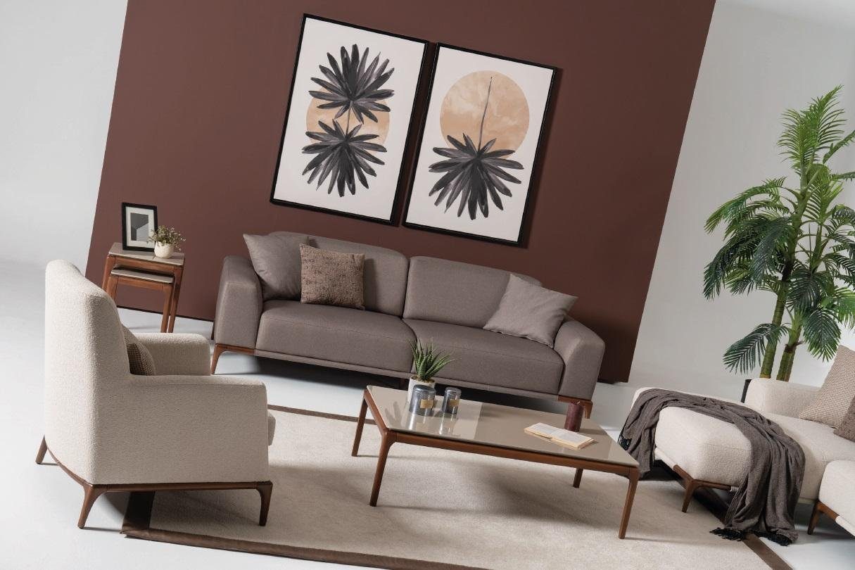 3 2x Wohnzimmer-Set, Couchtisch Sessel Sofa Beistelltische L-Form Wohnzimmer JVmoebel Ecksofa