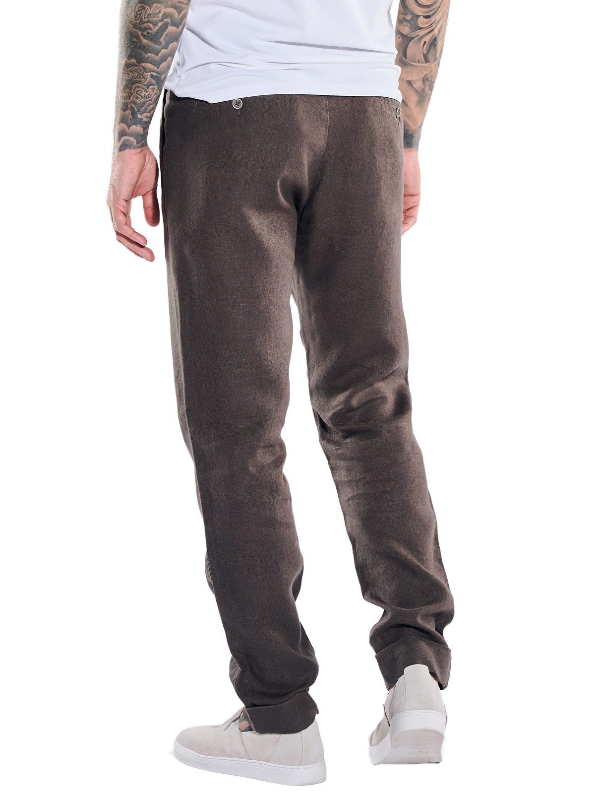 emilio adani Chinohose Herren Chino aus 100% Leinen, Dunkelbraun