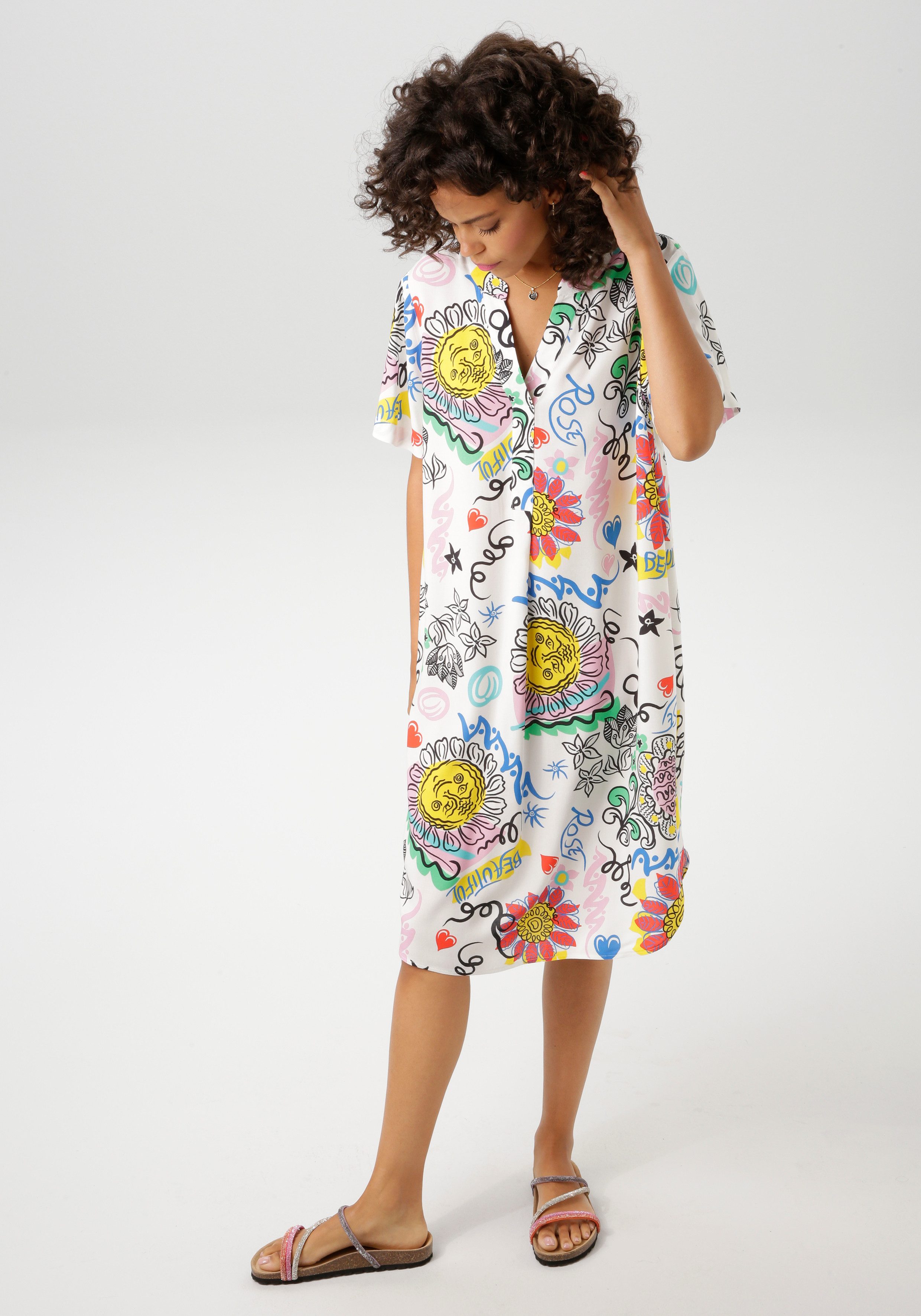 Aniston CASUAL Sommerkleid mit farbenfrohem, kunstvollen günstig online kaufen