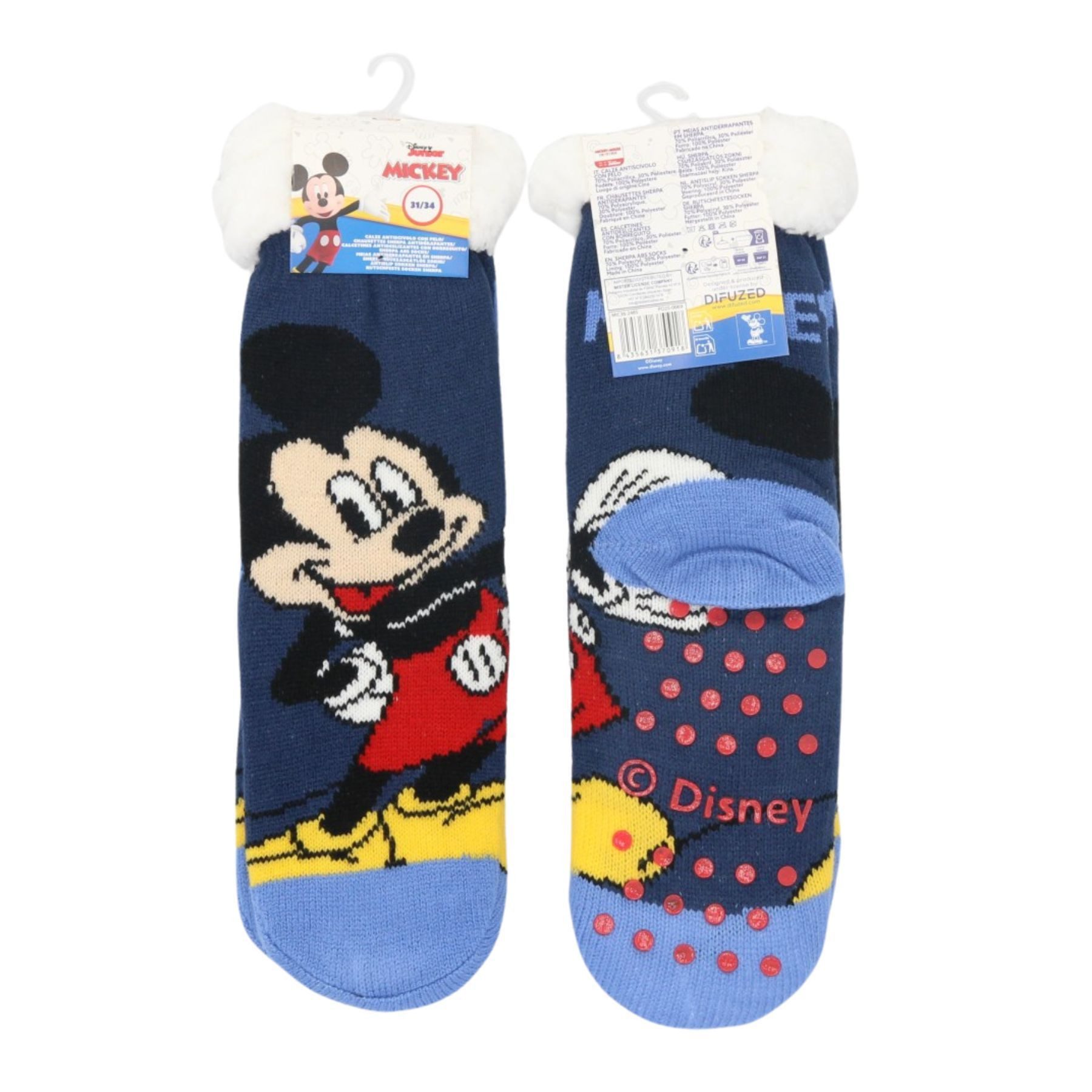 Disney Frozen Socken Mickey Mouse Sherpa Kinder Socken mit ABS Sohle warm und weich (Einzelartikel, 1 Paar) Sherpa Kuschelqualität mit ABS Sohle