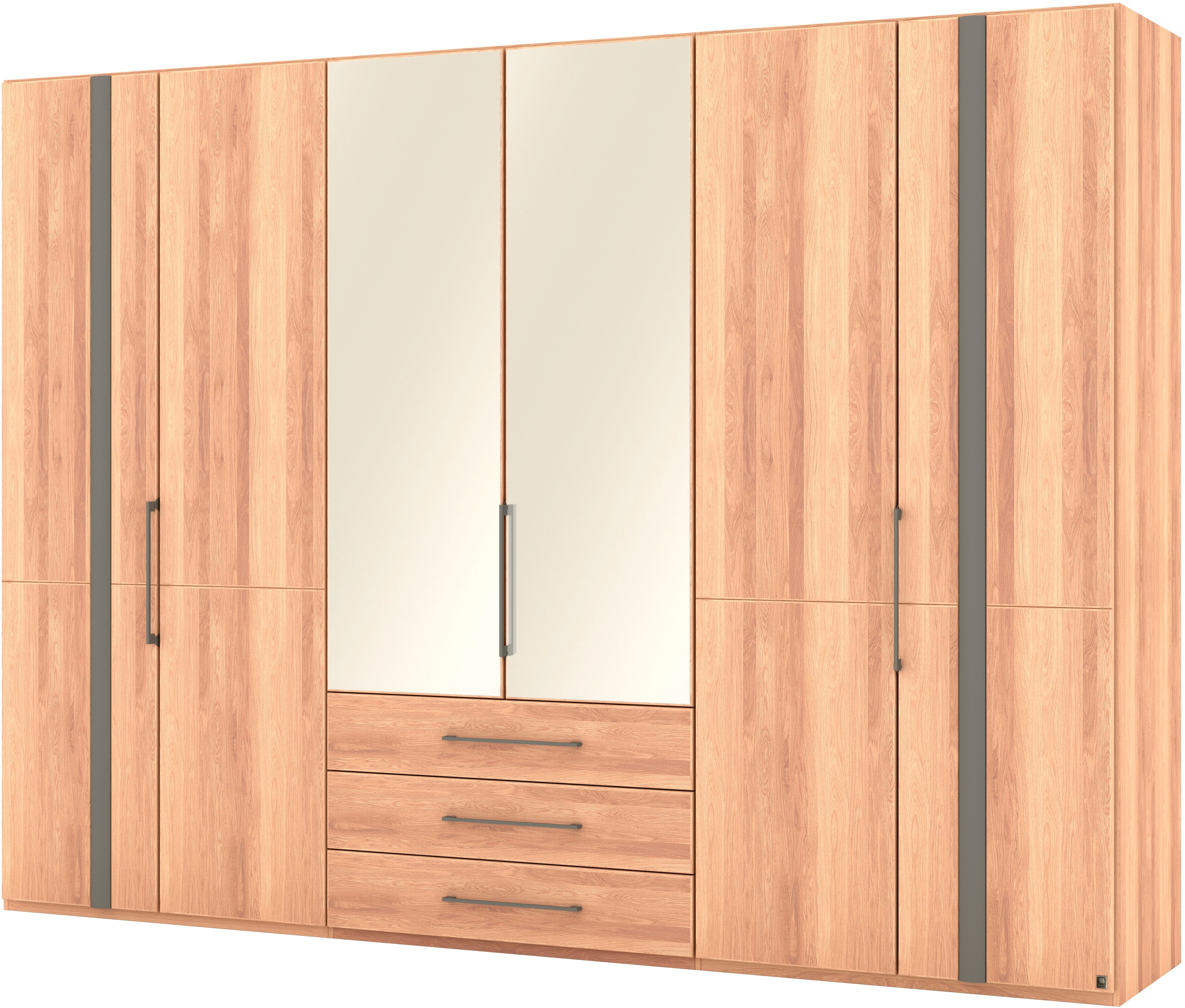 Musterring Kleiderschrank Sorrent, Kleiderschrank, teilmassiv Eiche (mit Türdämpfern, mit Schubladen, extra Böden, MADE IN GERMANY) Türen in Eiche massiv und als Parsol-Bronze-Spiegel, mit Schubkästen