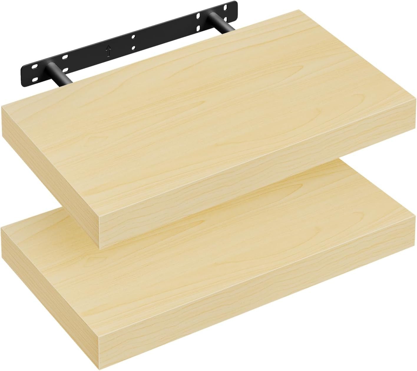 Woltu Wandregal, 2er-Set Wandboard CD DVD Regal Bücherregal Holz Board