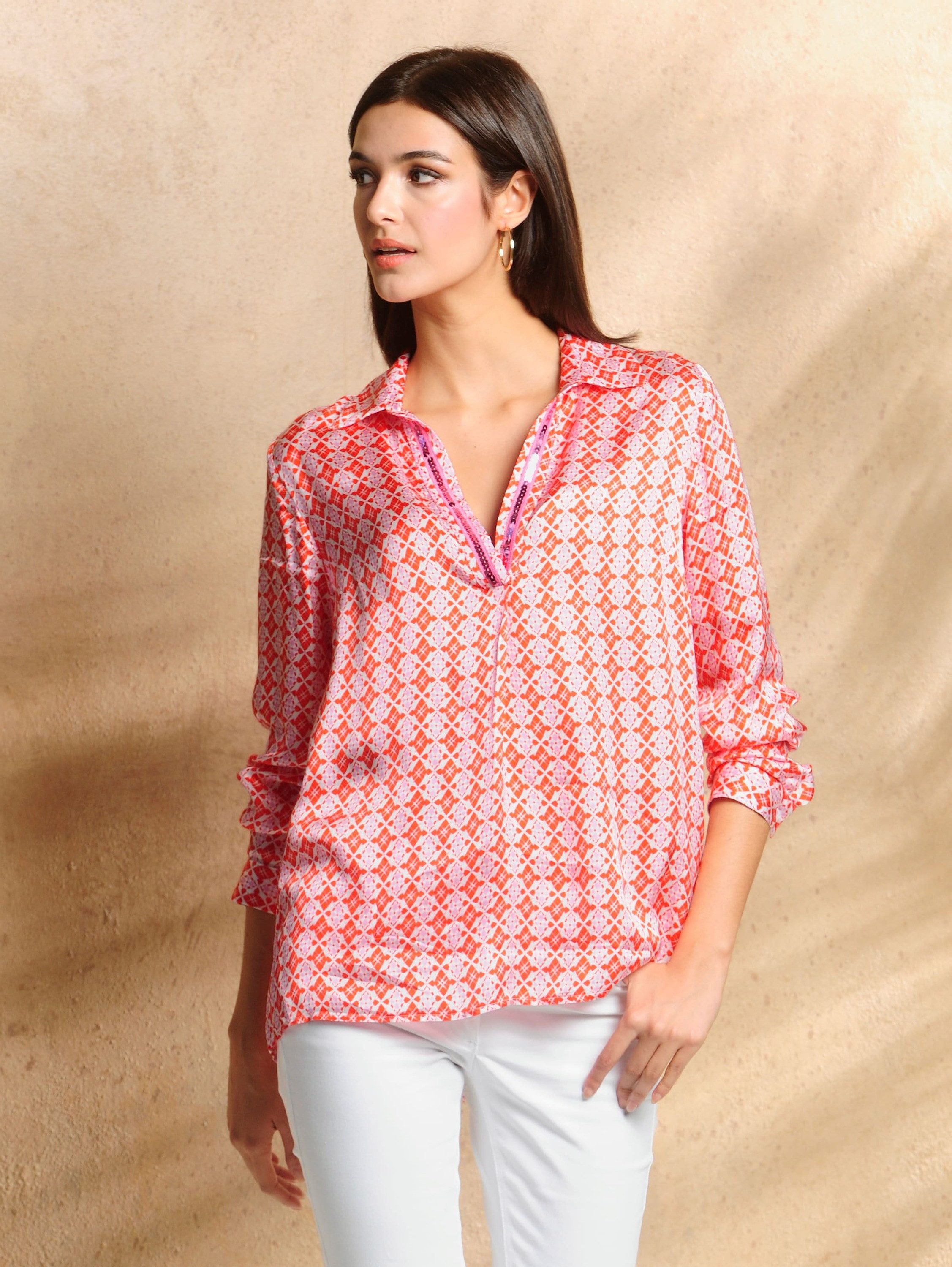 Alba Moda Schlupfbluse Bluse mit effektvollen Pailletten