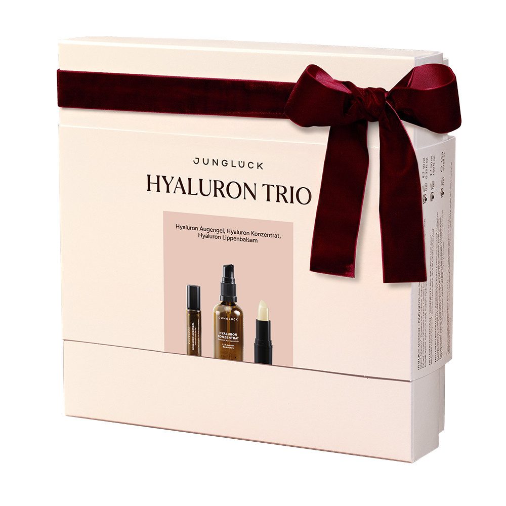 JUNGLÜCK Hautpflege-Set JUNGLÜCK in a Box - Hyaluron Trio, 1-tlg., Ein Geschenk, das jedes Gesicht zum Strahlen bringt
