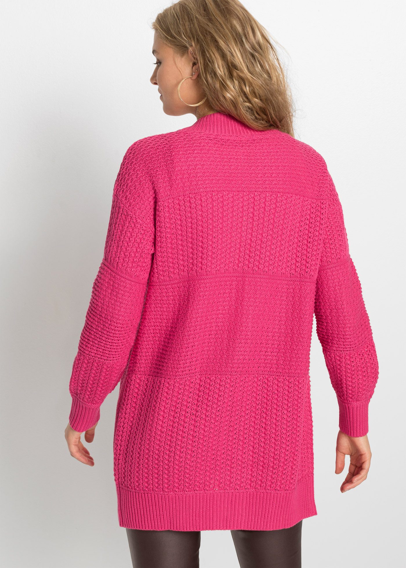 bonprix Longstrickjacke lockere Passform, mit Strickmuster, casual Stil