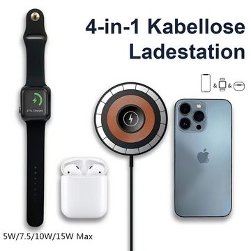 Novzep Kabelloses Autoladegerät mit Handyhalterung, 15 W Schnelllade- Induktions-Ladegerät (passend für iPhone 12–15-Serie, Airpods, iWatch)