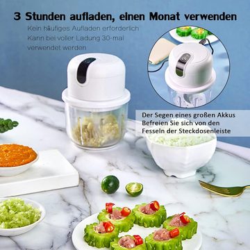 HYTIREBY Gemüseschneider Gemüseschneider Elektrisch 250ml Mini Kabellos, Mit 3 Klingen,für Zwiebel/Obst/Nüsse/Fleisch