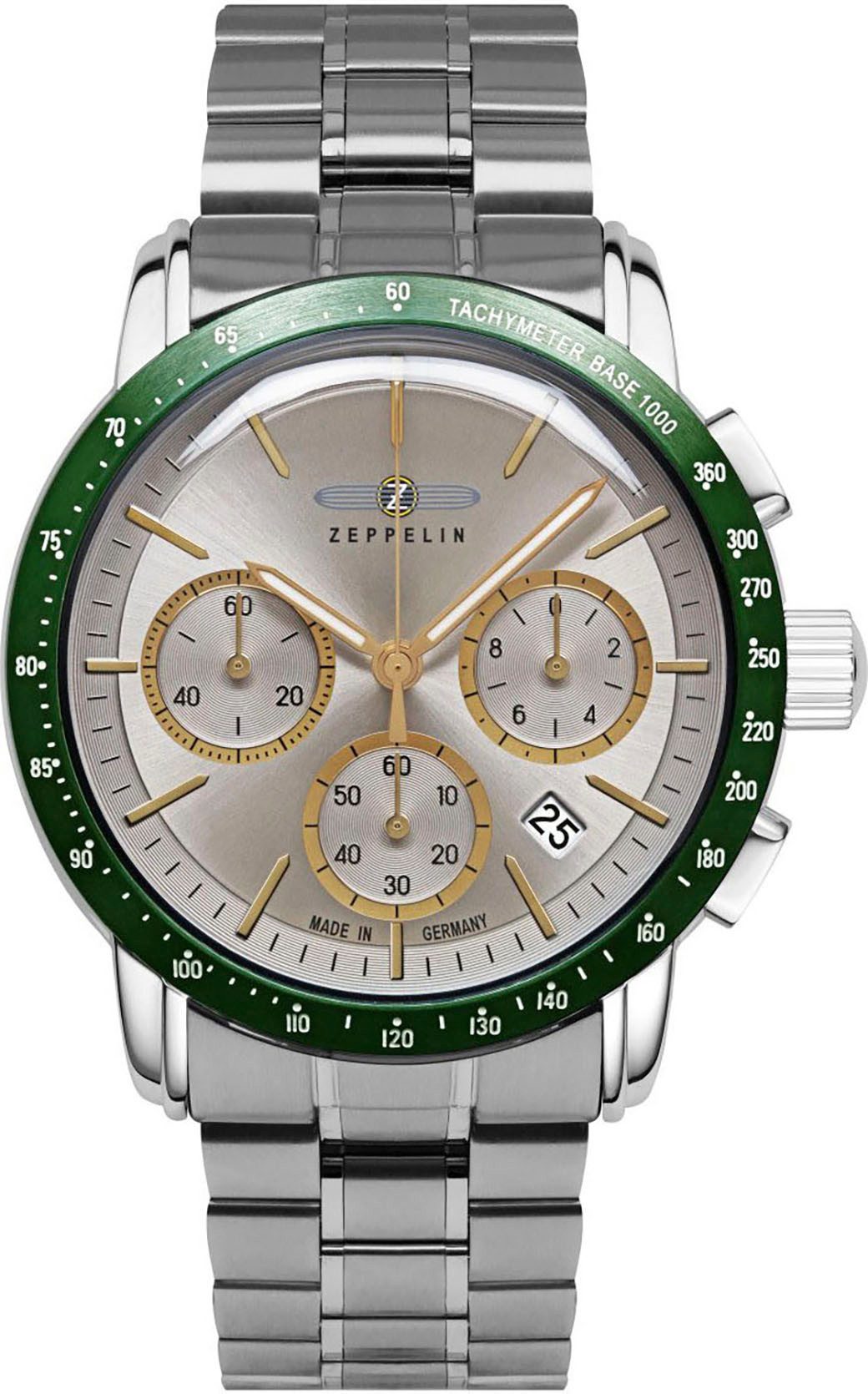 ZEPPELIN Chronograph New York 8878MB-5, Quarzuhr, Armbanduhr, Herrenuhr, Made in Germany, Edelstahlarmband