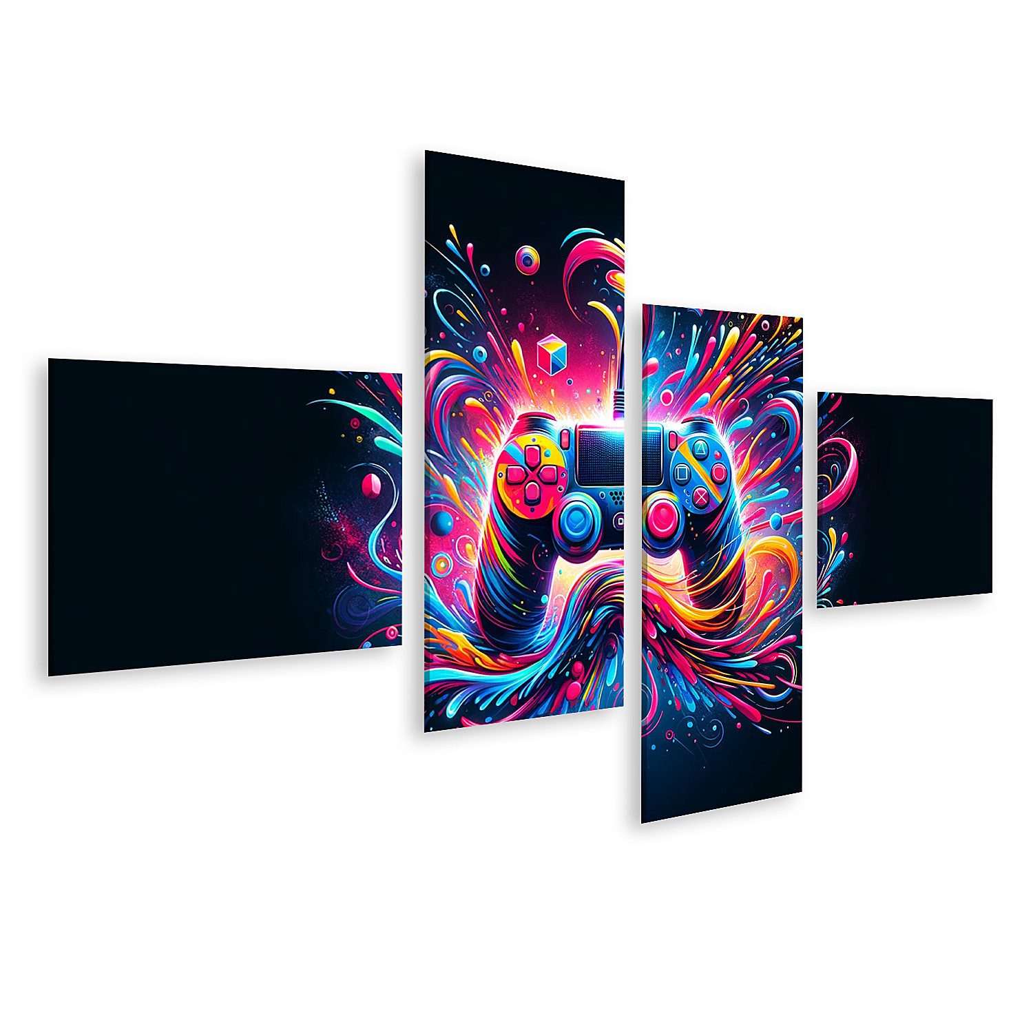 islandburner Leinwandbild Gaming-Controller abstraktes Design lebendig Querformat