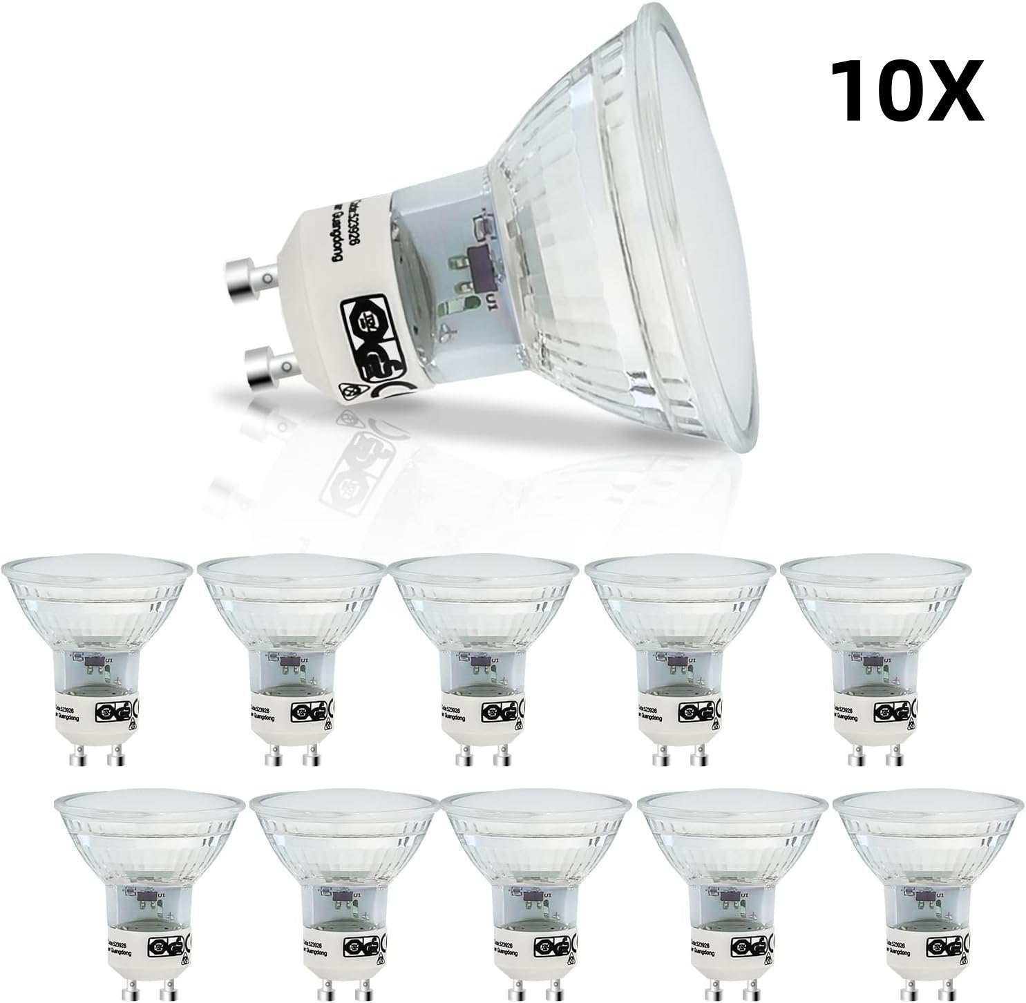 ZMH LED-Leuchtmittel GU10 Warmweiß Glühbirne Einbaustrahler Abstrahlwinkel 120 ° Strahler, GU10, 10 St., 2700K Warmweiß