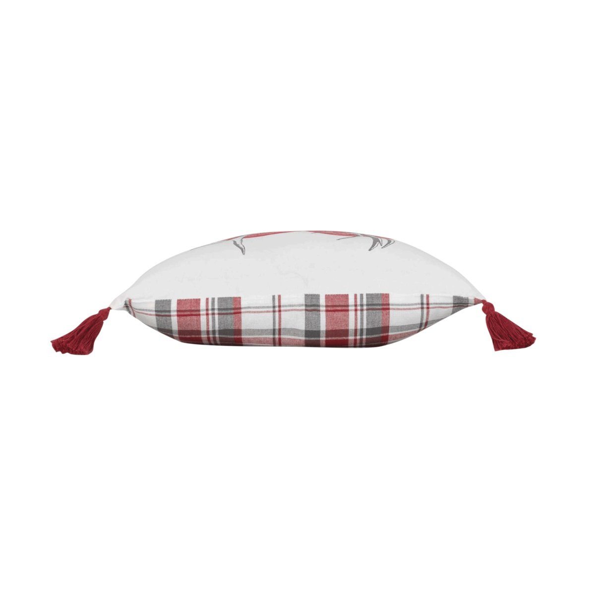 Macosa Home Dekokissen Hirsch Geweih 40x40 cm rot weiß inkl. Füllung Hirschkopf Herbst, Landhaus
