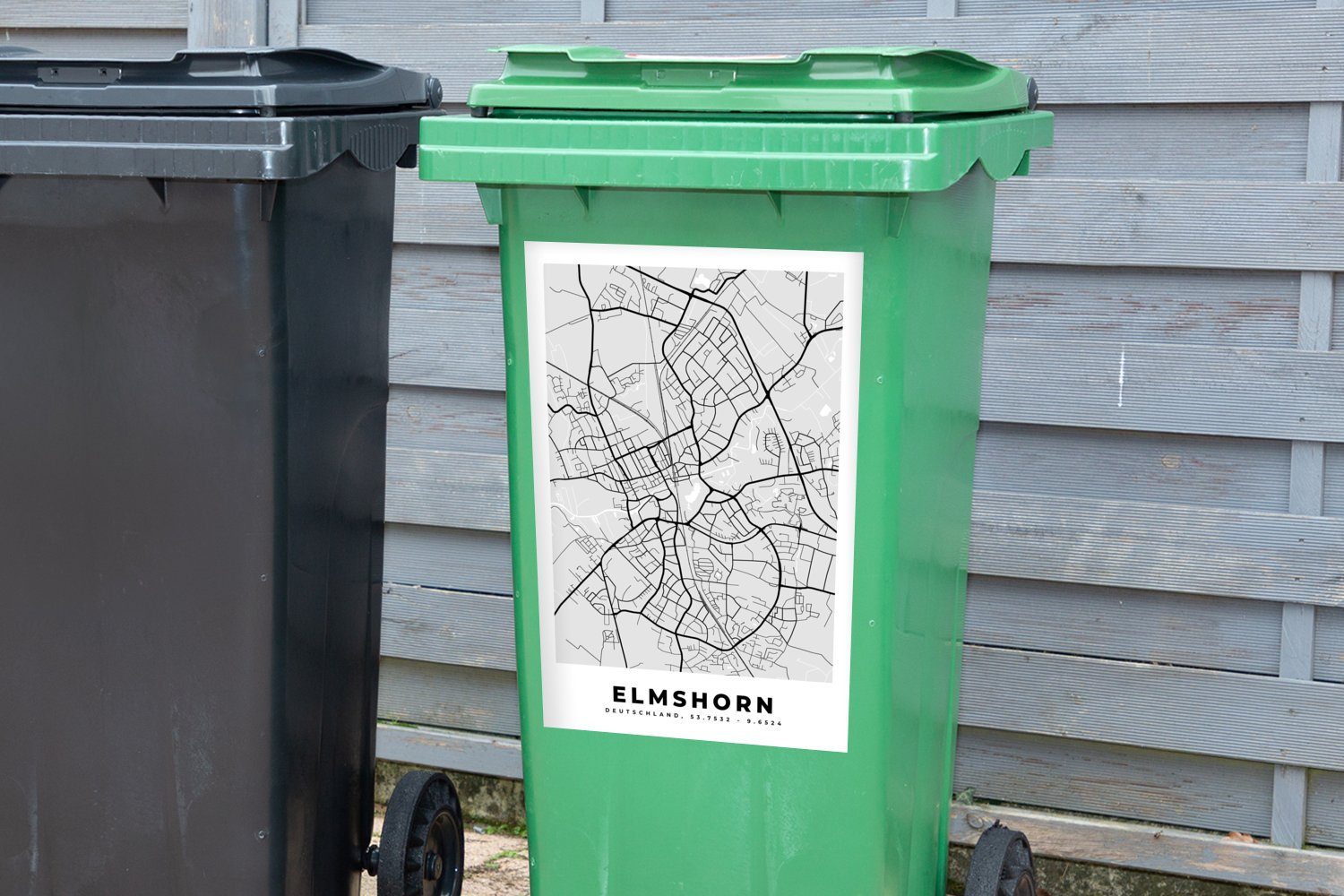 - Karte Abfalbehälter - MuchoWow Mülltonne, Elmshorn Wandsticker St), Deutschland Mülleimer-aufkleber, (1 Stadtplan - Container, Sticker,