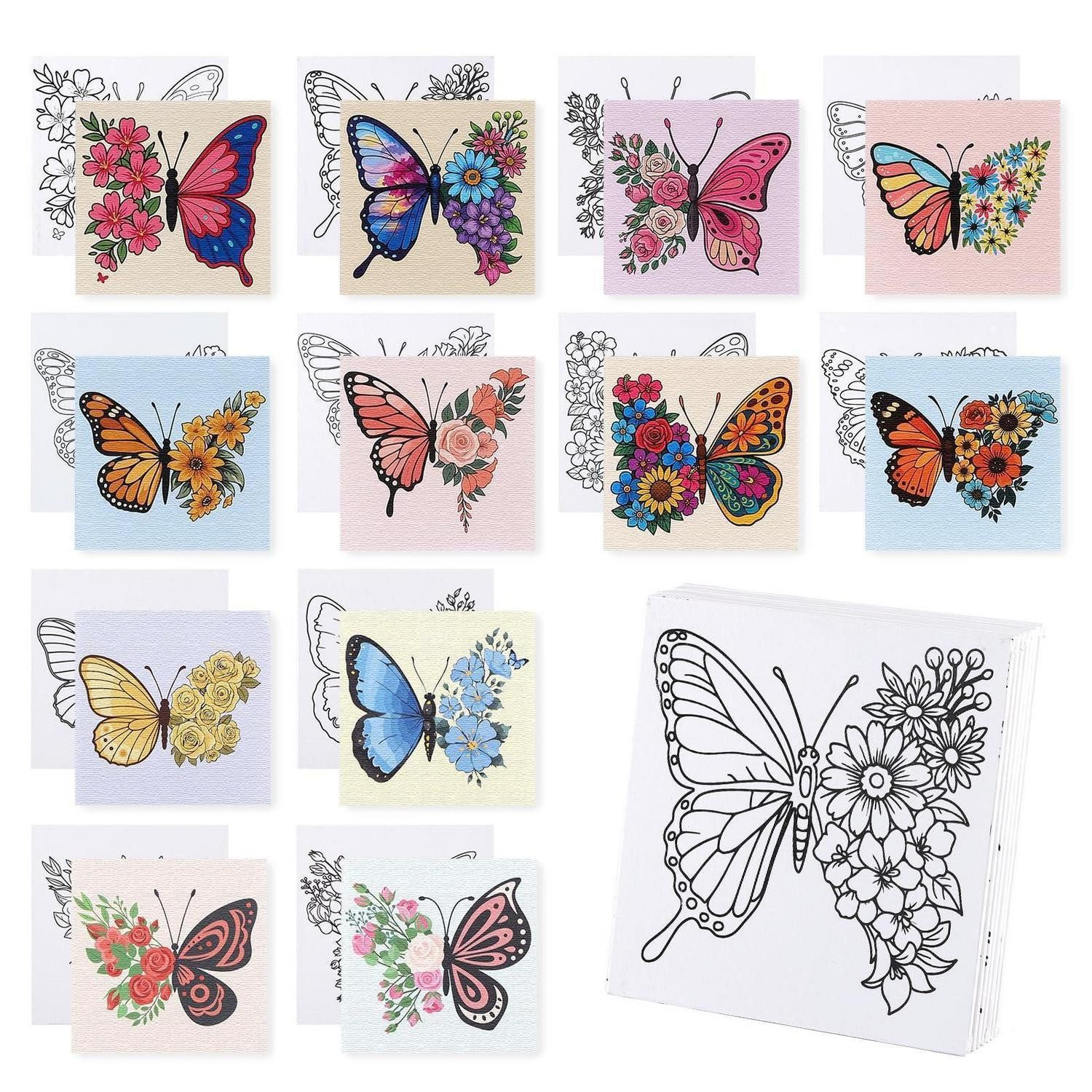 LuxusKollektion Kreativset Malvorlagen Leinwand 12er Set Schmetterling