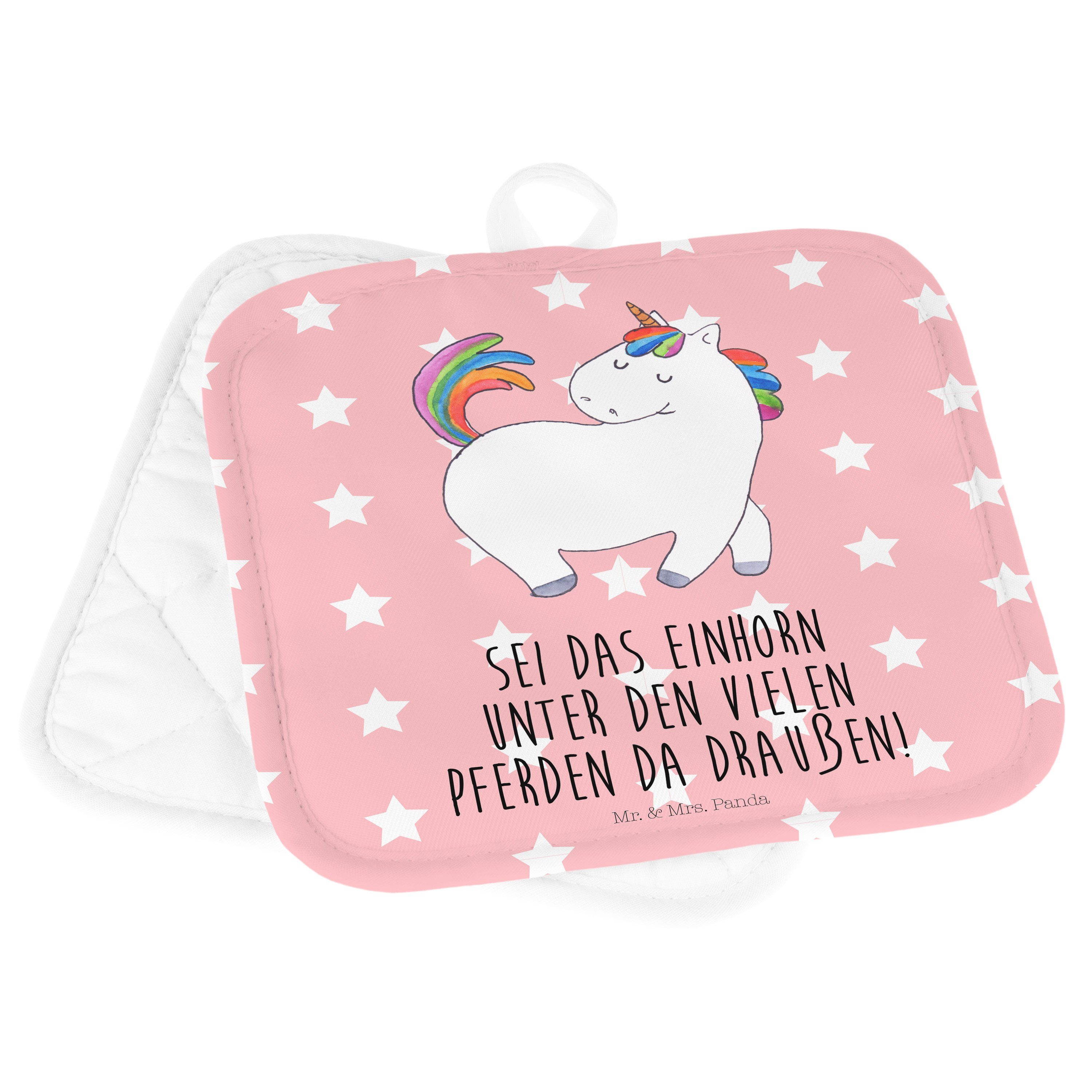 Mrs. Topflappen Mr. Topflappen, Geschenk, stolzierend & Panda Rot Einhorn (1-tlg) - Pastell Topflappen, -