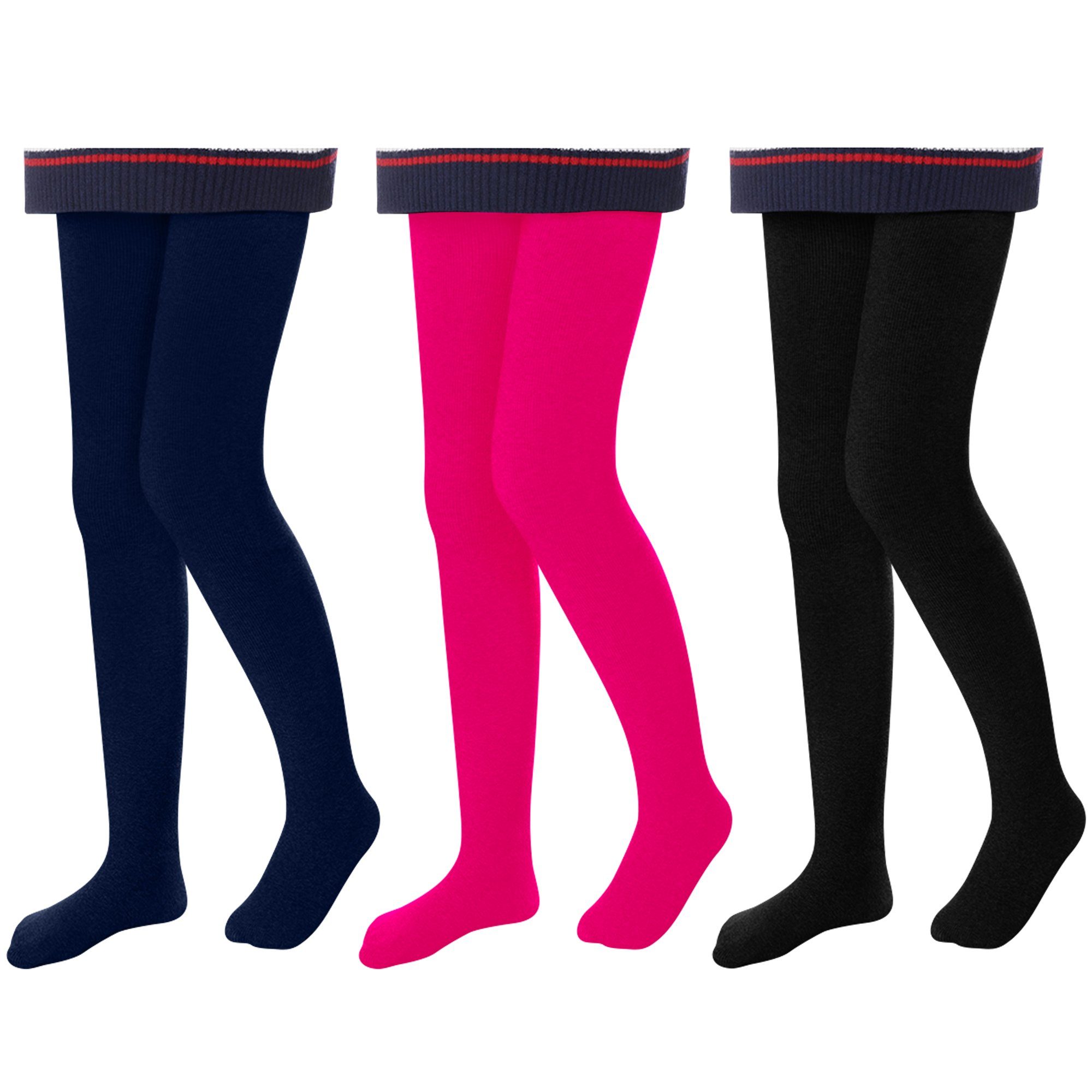 L&K-II Thermostrumpfhose 4611 (1/2/3er-Pack 3 St) Thermostrumpfhose Mädchen mit Innenfutter blickdichte Kuschel