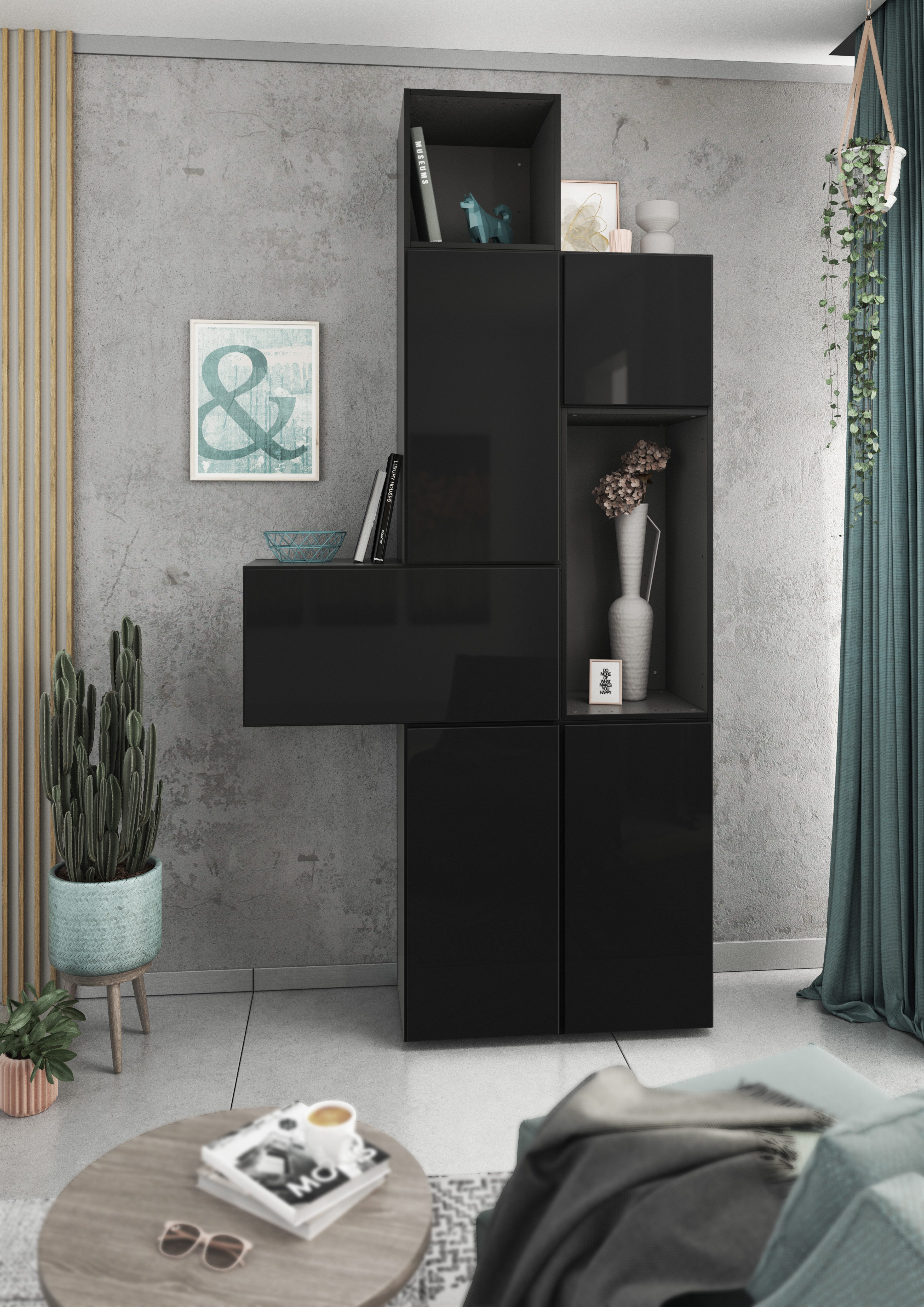 BMG Möbel Schrank-Set Modul+, (7 tlg. 114 x 228 x 38 cm), Wohnzimmerschrank Set mit Soft-Close, Made in Germany