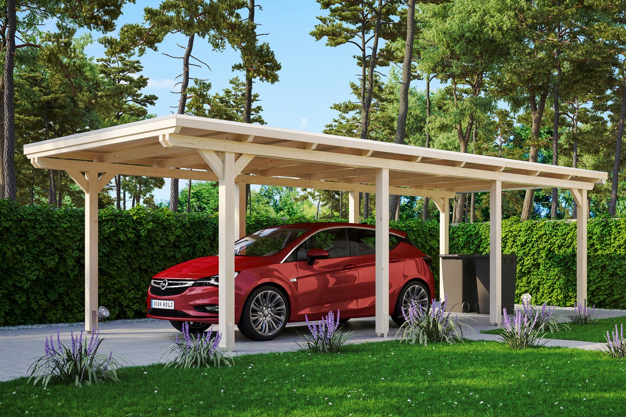 Skanholz Einzelcarport Emsland, BxT: 354x846 cm, 223 cm Einfahrtshöhe,  Massive Konstruktion aus hochwertigem Fichten Leimholz | Carports