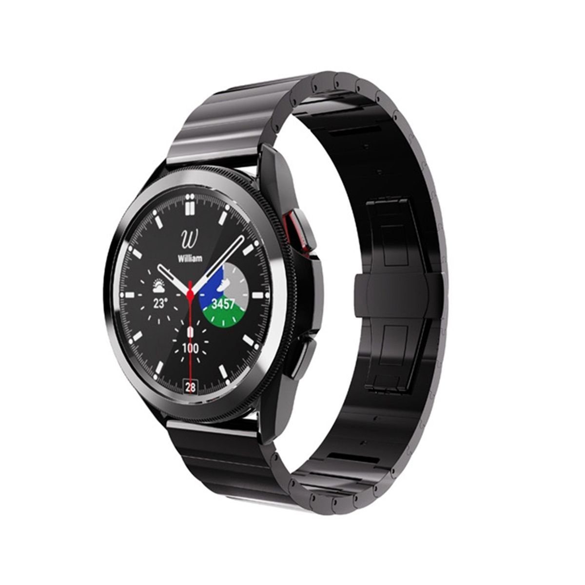 Wigento Smartwatch-Armband Für Samsung Galaxy Watch FE 6 5 4 Normal Pro Classic Metall Armband