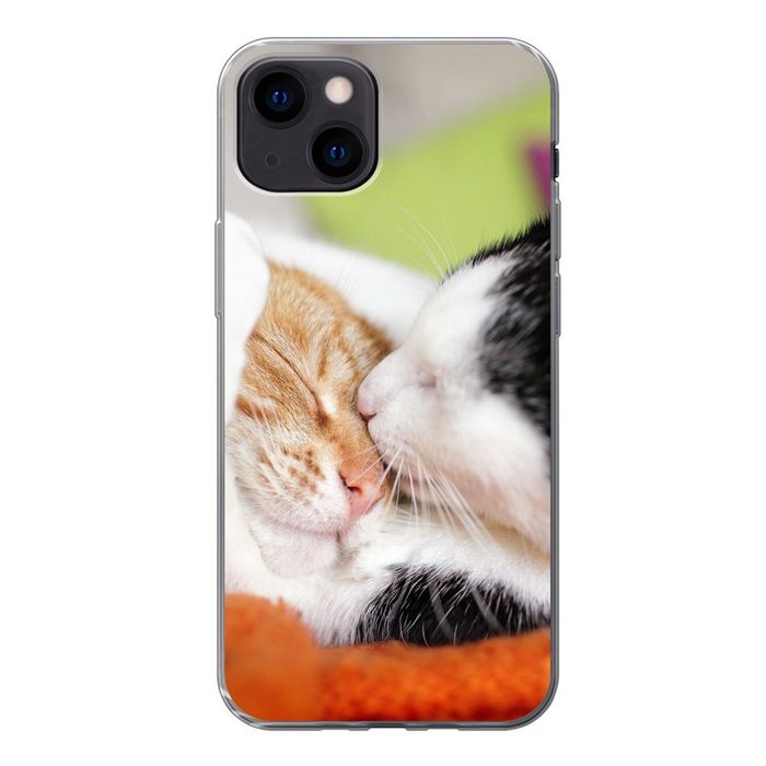 MuchoWow Handyhülle Katzen - Kuscheltier - Animal Day Handyhülle Apple iPhone 13 Mini Smartphone-Bumper Print Handy