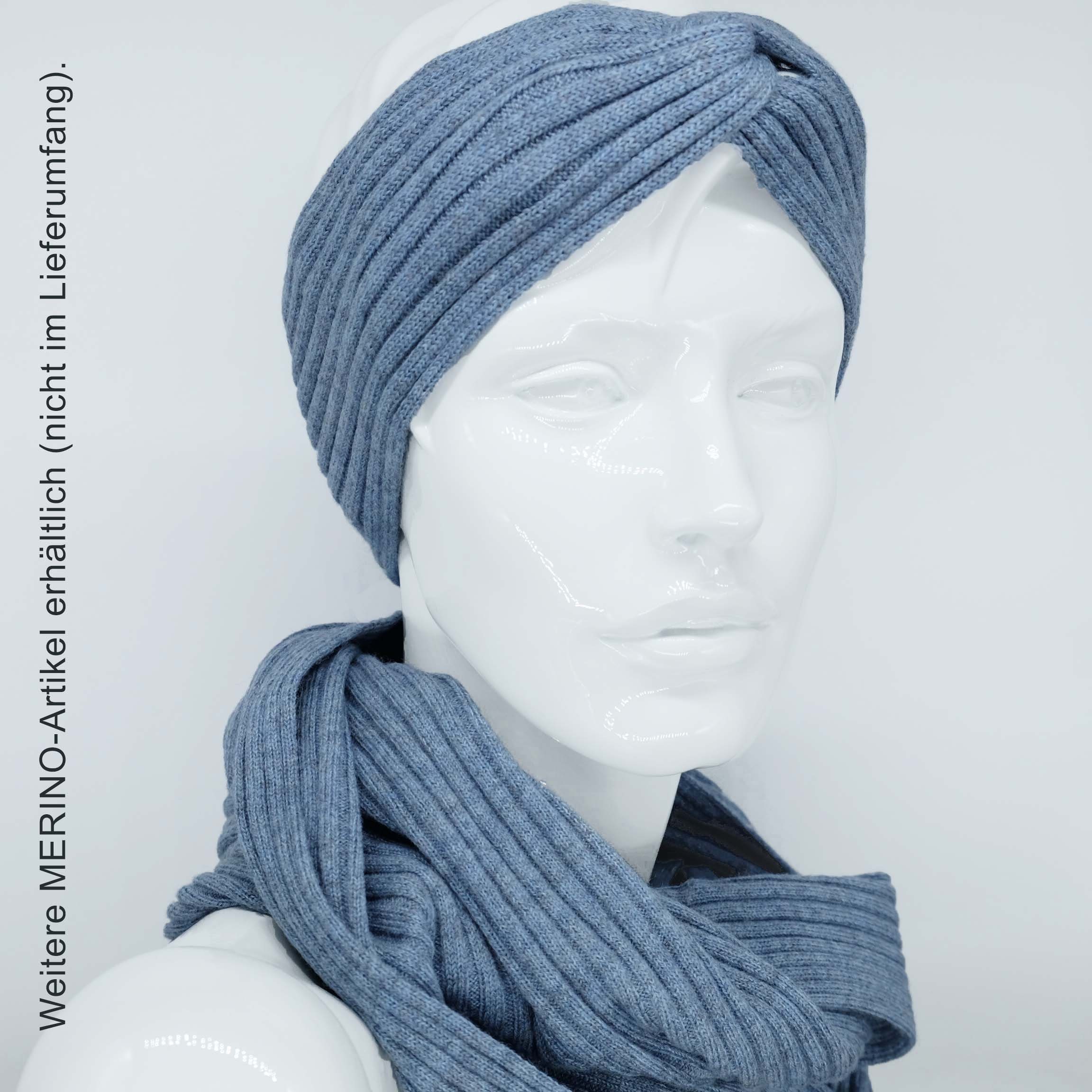 BEAZZ Stirnband Stirnband Ohrenwärmer Damen WOLLE blaugrau 100% weich Merino Feinstrick, Winter meliert und warm