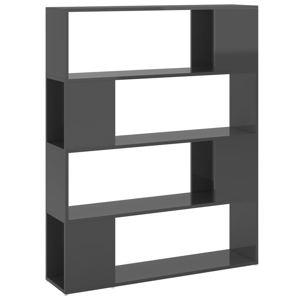 vidaXL Regal 100 x 24 x 124 cm Bücherregal Raumteiler Hochglanz-Grau 100x24x124 cm