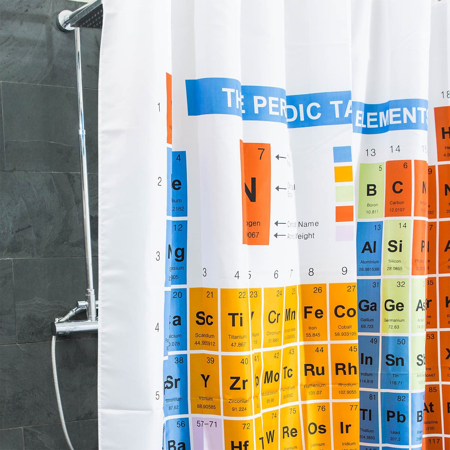 Goods+Gadgets Duschvorhang Periodensystem Breite 180 cm günstig online kaufen