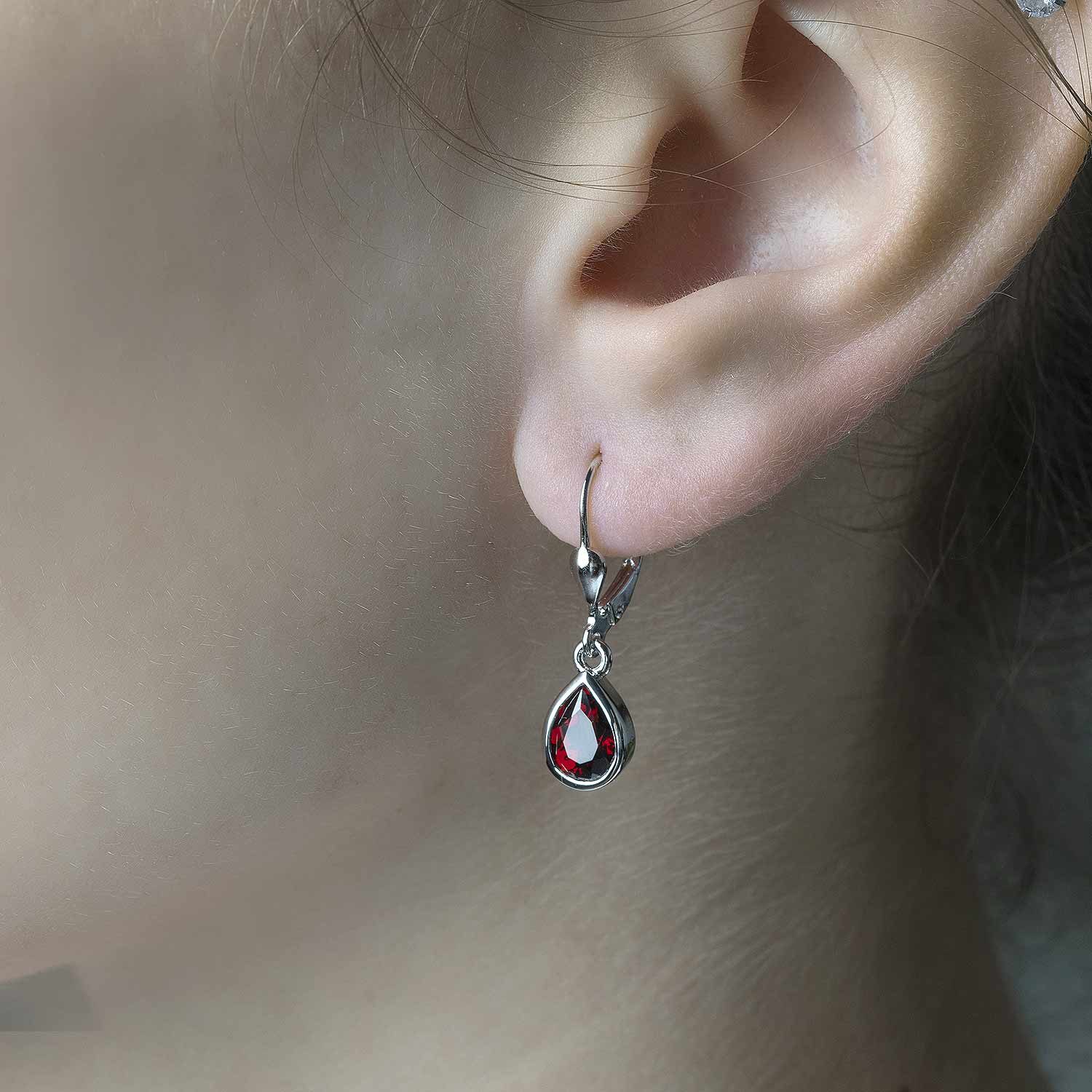 Materia Paar Ohrhänger Damen Granat Edelstein Rot Dunkelrot SO-448, 925 Ste günstig online kaufen