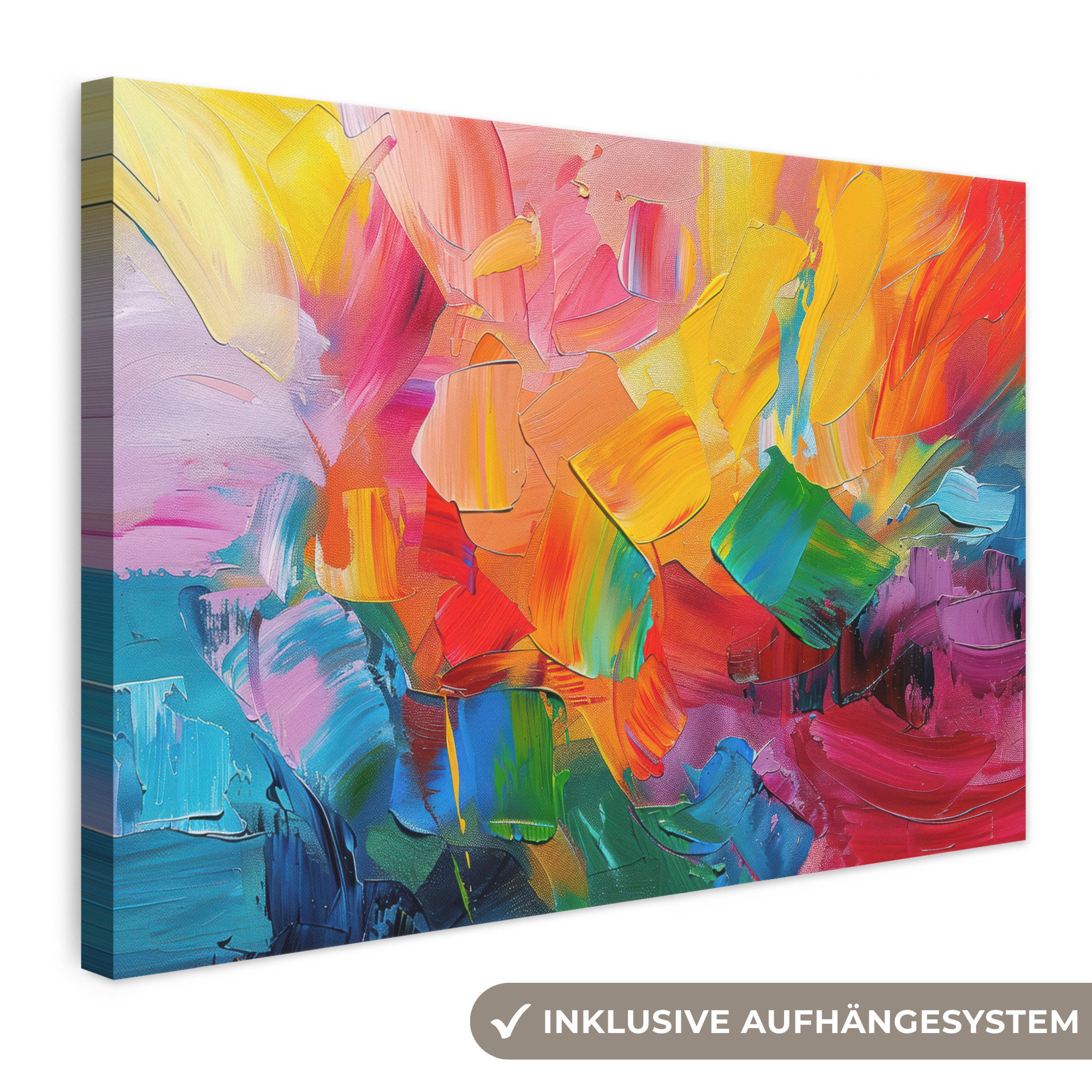 OneMillionCanvasses® Leinwandbild Abstrakt - Lackierung - Modern - Farbenfroh, Fotodruck (1 St), Leinwand Bilder Klein, Wand Dekoration Aesthetic 30x20 cm