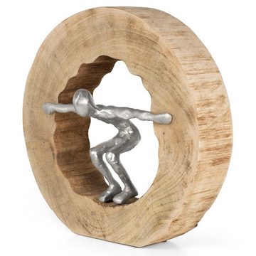 Moritz Skulptur Skulptur Wage den Sprung silber, Dekoobjekt Holz, Tischdeko, Fensterdeko, Wanddeko, Holzdeko