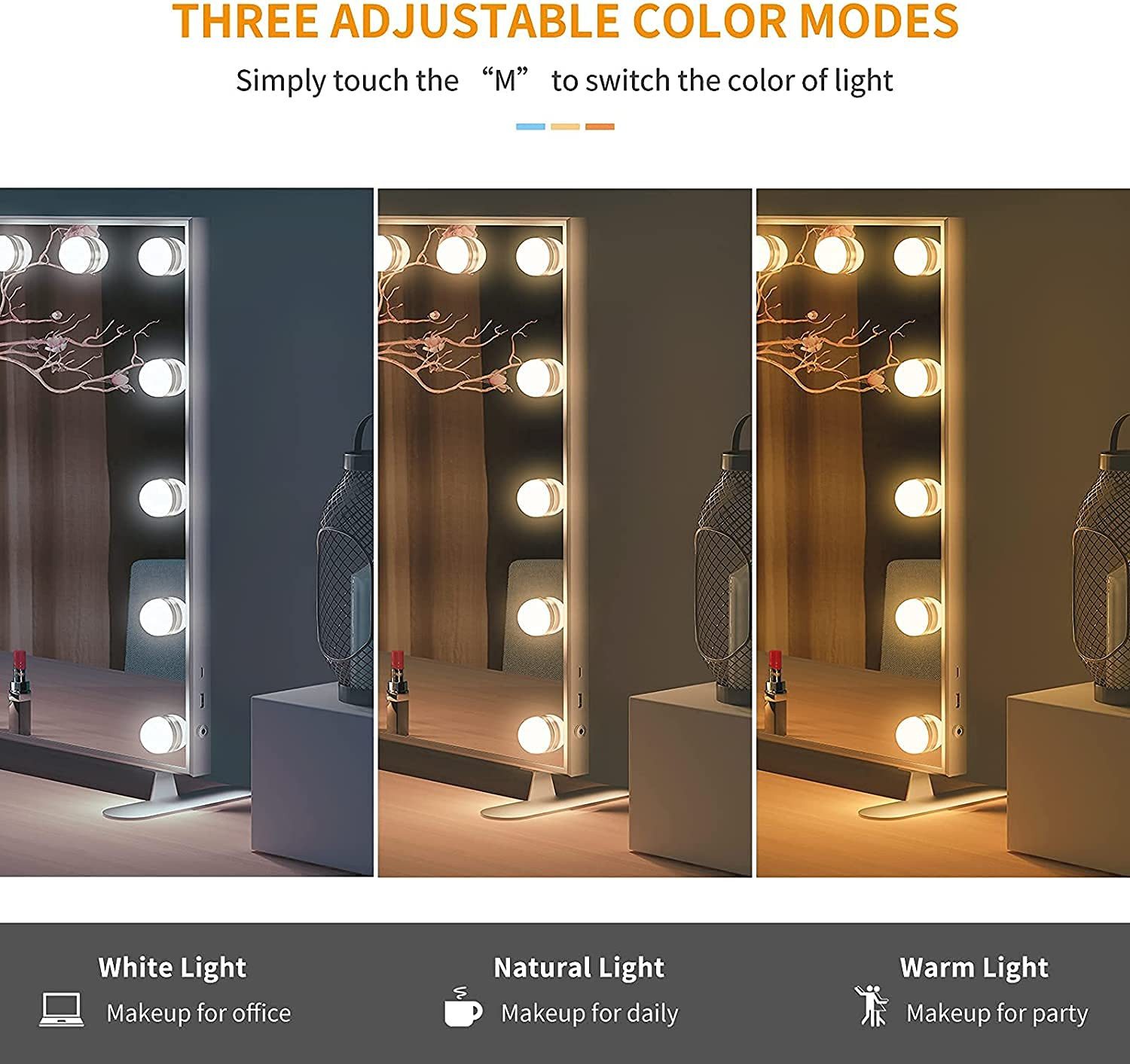 Dripex Schminkspiegel Hollywood Kosmetikspiegel 14/15/18/20LED, 3 Lichtfarb günstig online kaufen