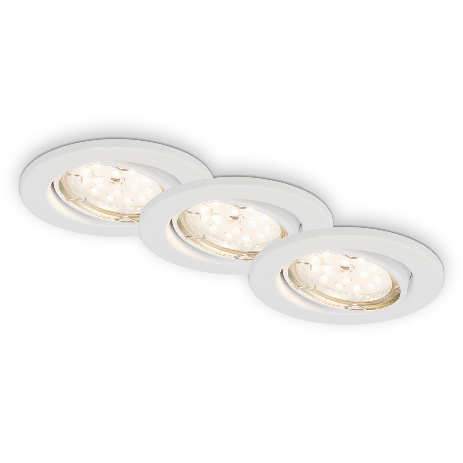 LED wechselbar, LED 7219-036, Briloner Warmweiß, Einbauspot Leuchten GU10, weiß, Einbauleuchte Einbaustrahler,