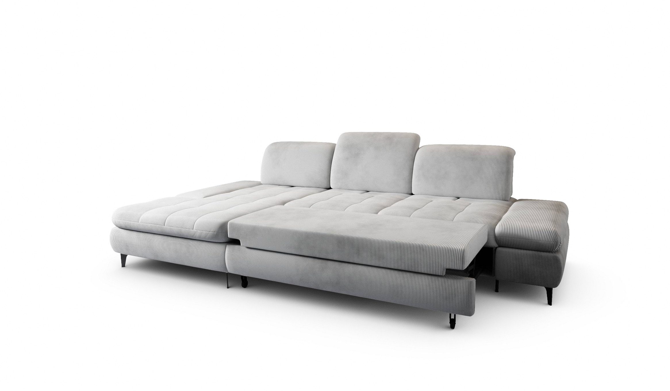 Hygger Möbelhaus Ecksofa Nola L-Form, Schlaffunktion & Bettkasten, Sitztiefenverstellung, B × T: 300 × 170 cm, Wellenunterfederung, kostenlose Lieferung inkl. Montage